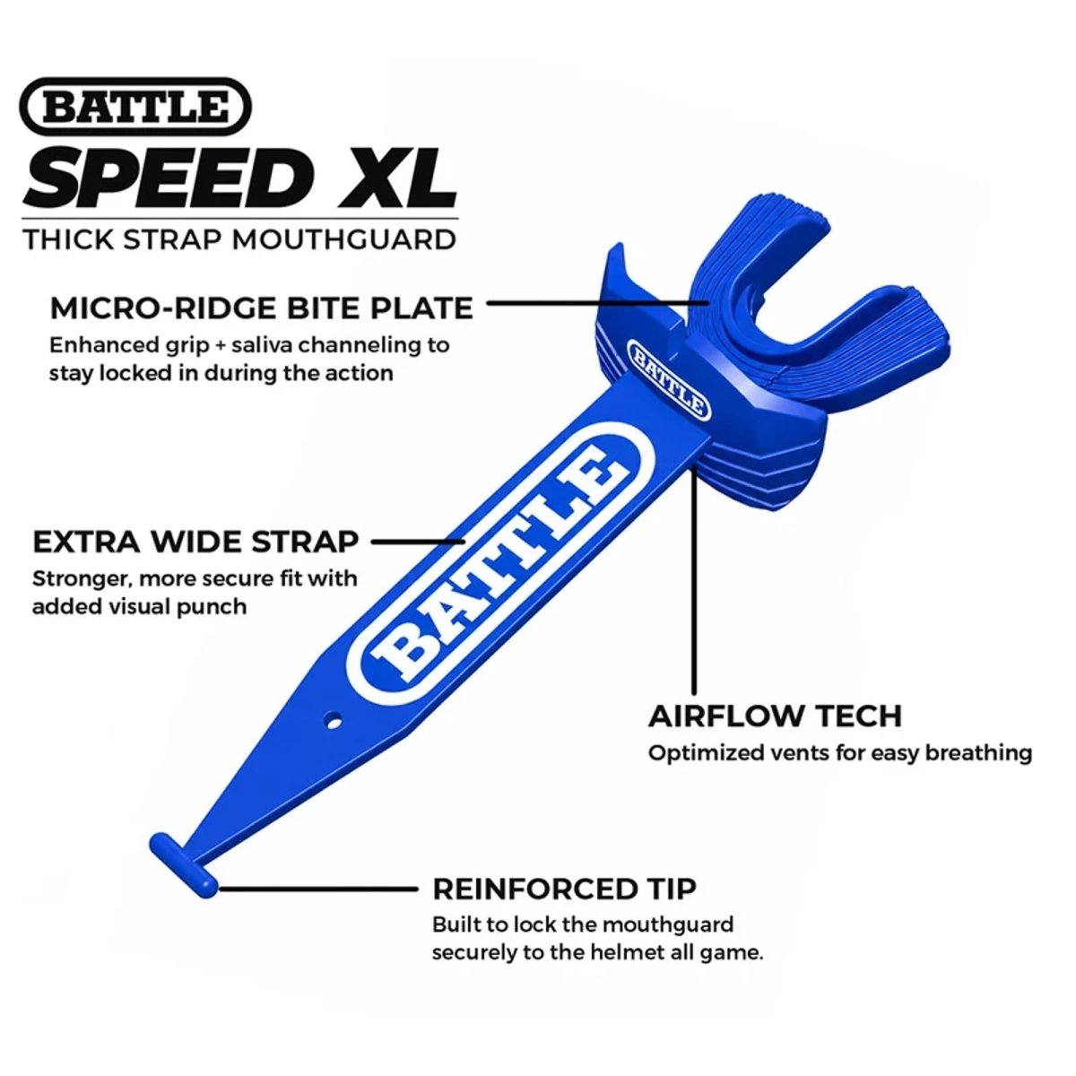 Battle Sports ICE Speed XL Football Mouthguard with Connected Thick Strap - Forza Sports