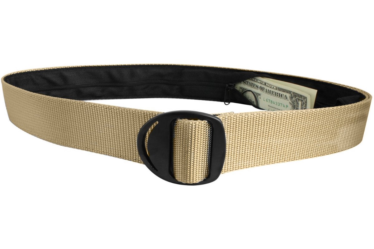 Bison Designs Crescent Black Buckle Money Belt - Desert Sand - Forza Sports