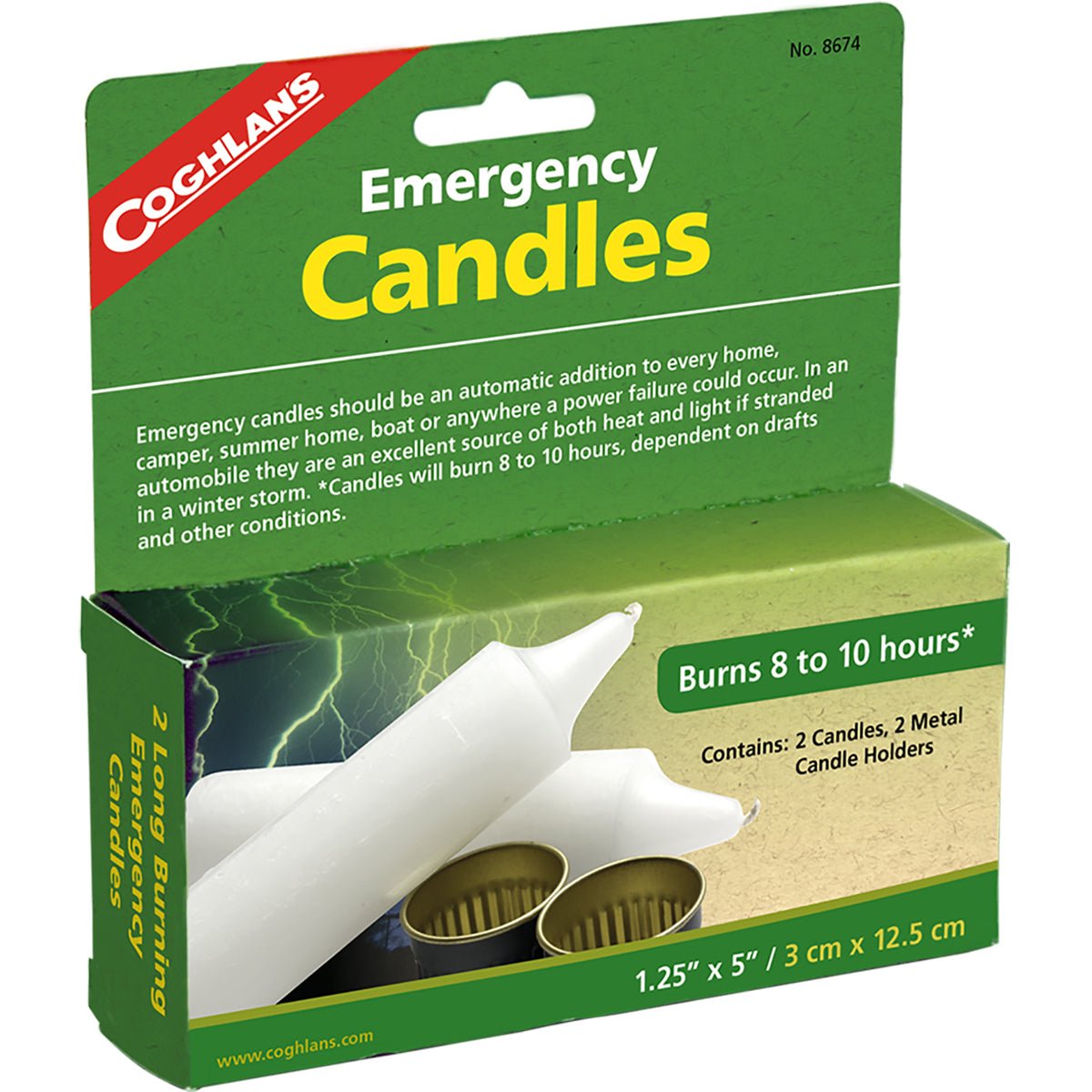 Coghlan's Long Burning Emergency Candles with Metal Holders (2 Pack), Survival - Forza Sports