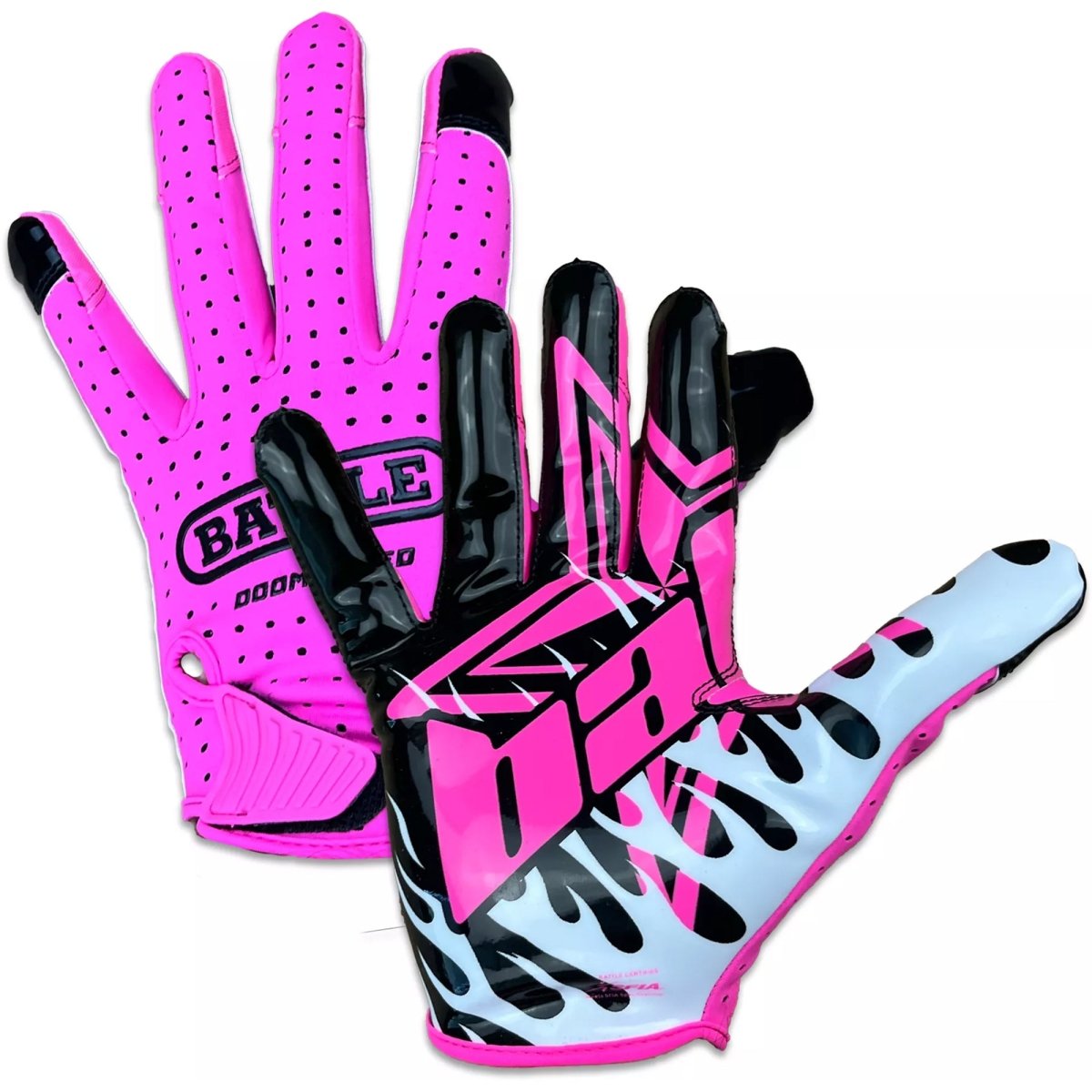 Battle Sports - "Astro" Doom Speed Receiver Football Gloves - Adult Black/Pink - Forza Sports