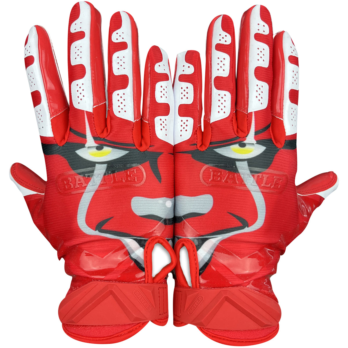 Battle Sports Clown23 Cloaked Adult Football Receiver Gloves - Red Battle Sports