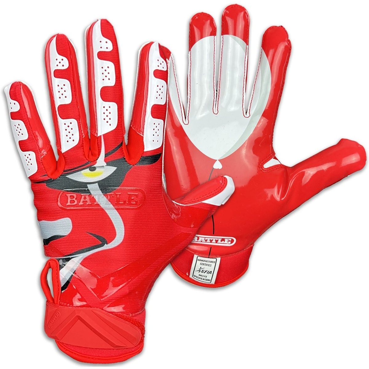 Battle Sports Clown23 Cloaked Youth Football Receiver Gloves - Red - Forza Sports