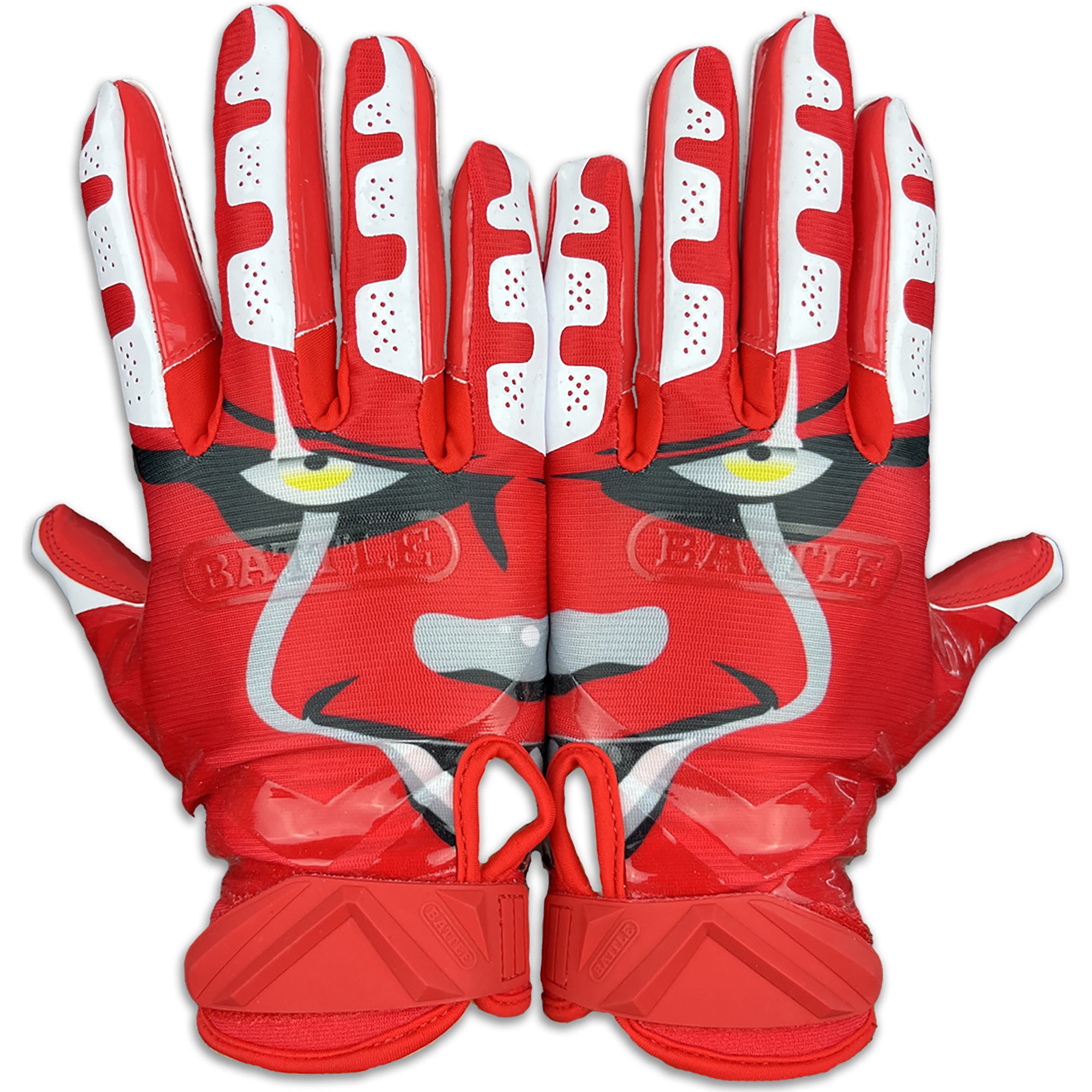 Battle Sports Clown23 Cloaked Youth Football Receiver Gloves - Red Battle Sports