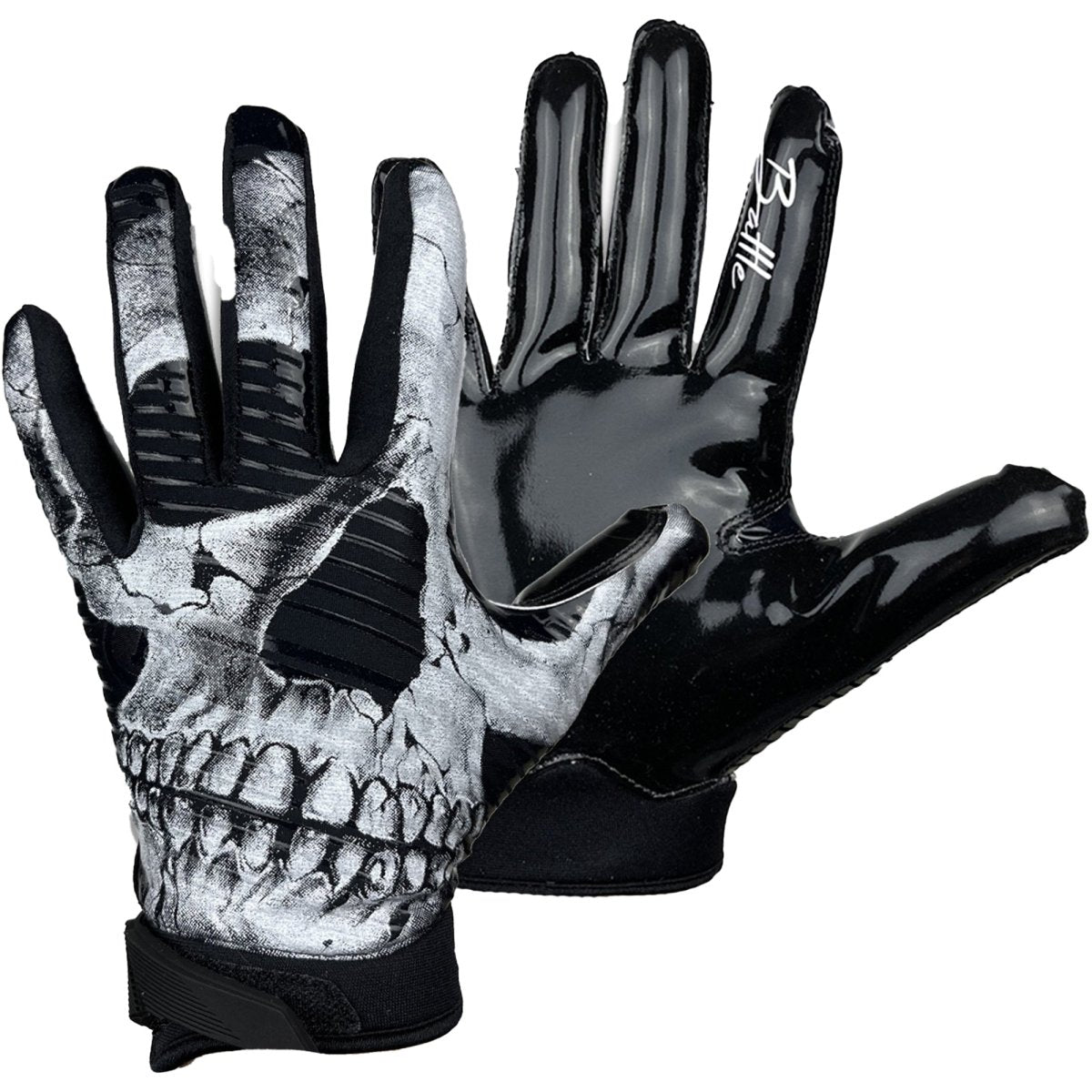 Battle Sports Youth Skullface Doom 1.0 Football Receiver Gloves - Black/White - Forza Sports