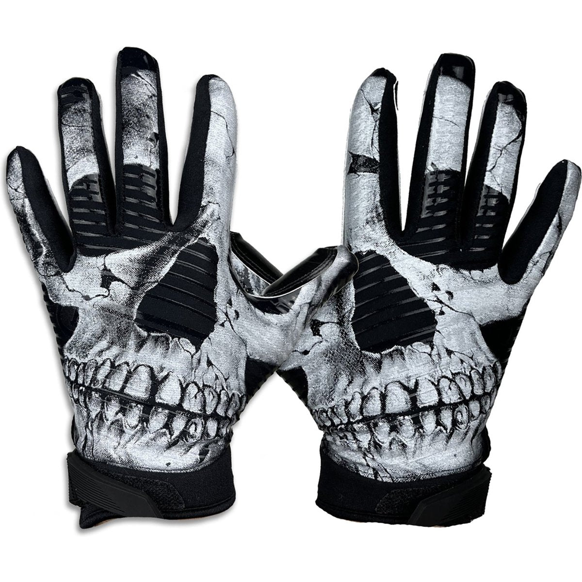 Battle Sports Youth Skullface Doom 1.0 Football Receiver Gloves - Black/White - Forza Sports