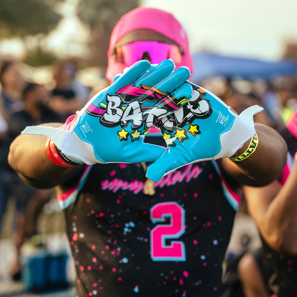 Battle Sports Graffiti23 Doom Adult Football Receiver Gloves Battle Sports