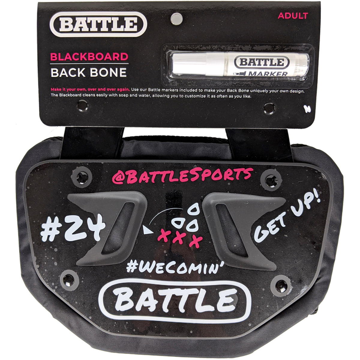 Battle Sports Blackboard Protective Football Back Plate - Black Battle Sports