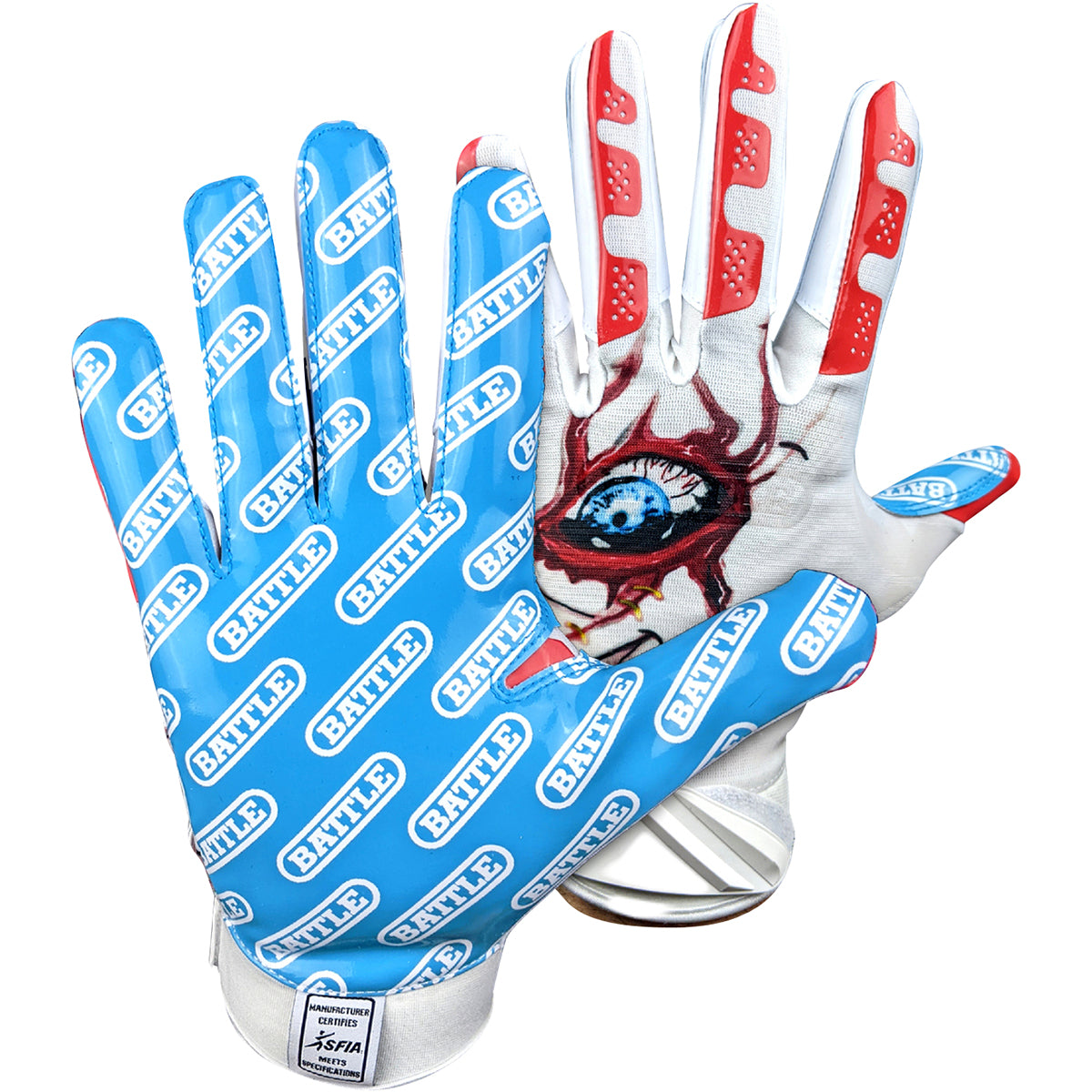 Battle Sports Adult Lil Evil Football Receiver Gloves - Red/White/Blue Battle Sports