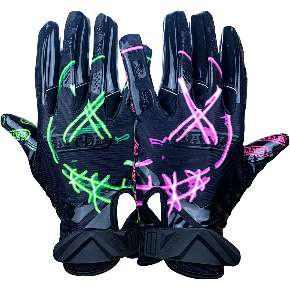 Battle Sports Youth Nightmare 2.0 Cloaked Football Gloves - Black Battle Sports