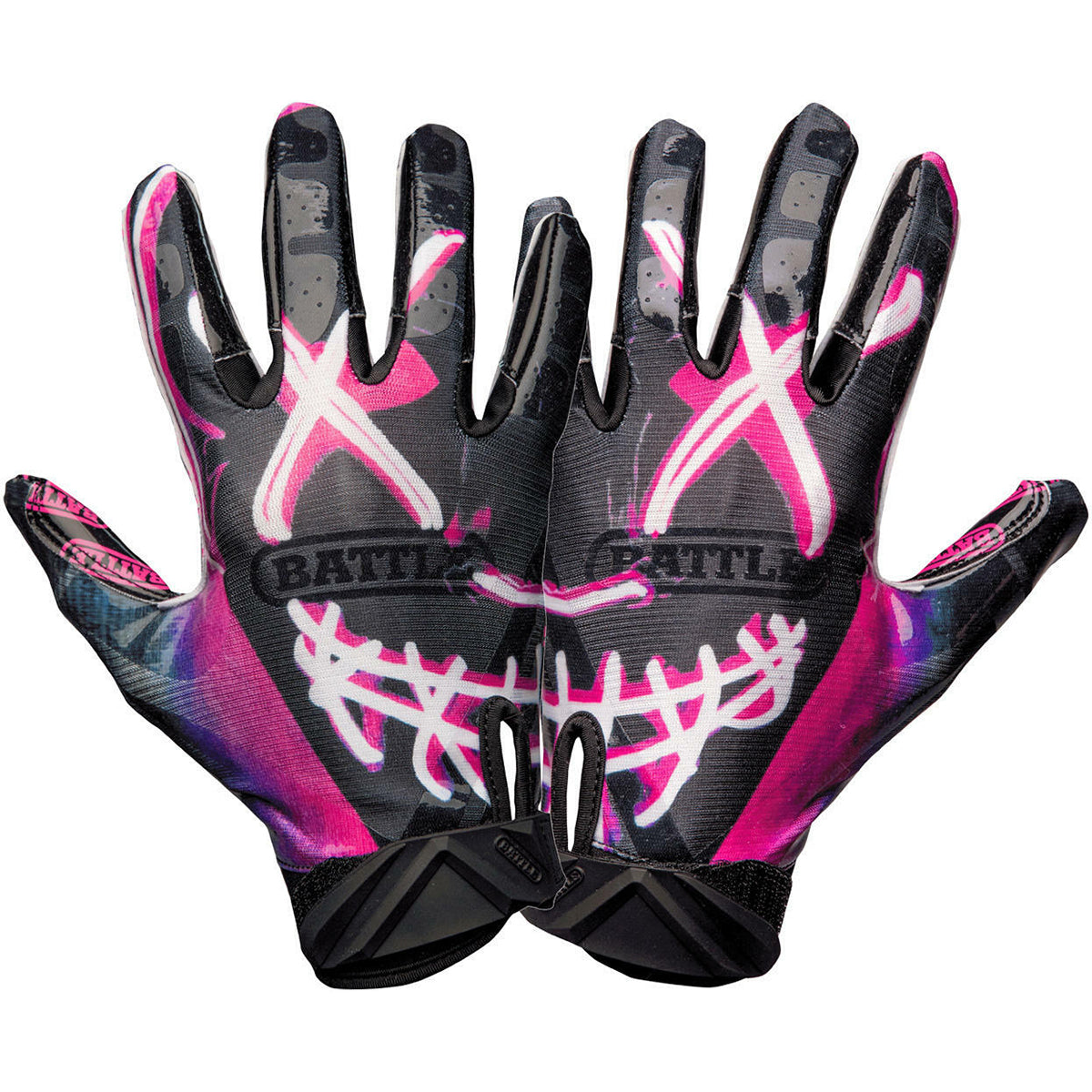 Battle Sports Nightmare Adult Cloaked Football Receiver Gloves - Black Battle Sports