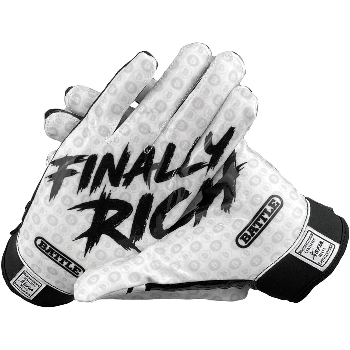 Battle Sports Finally Rich Adult Football Receiver Gloves - Black/White - Forza Sports