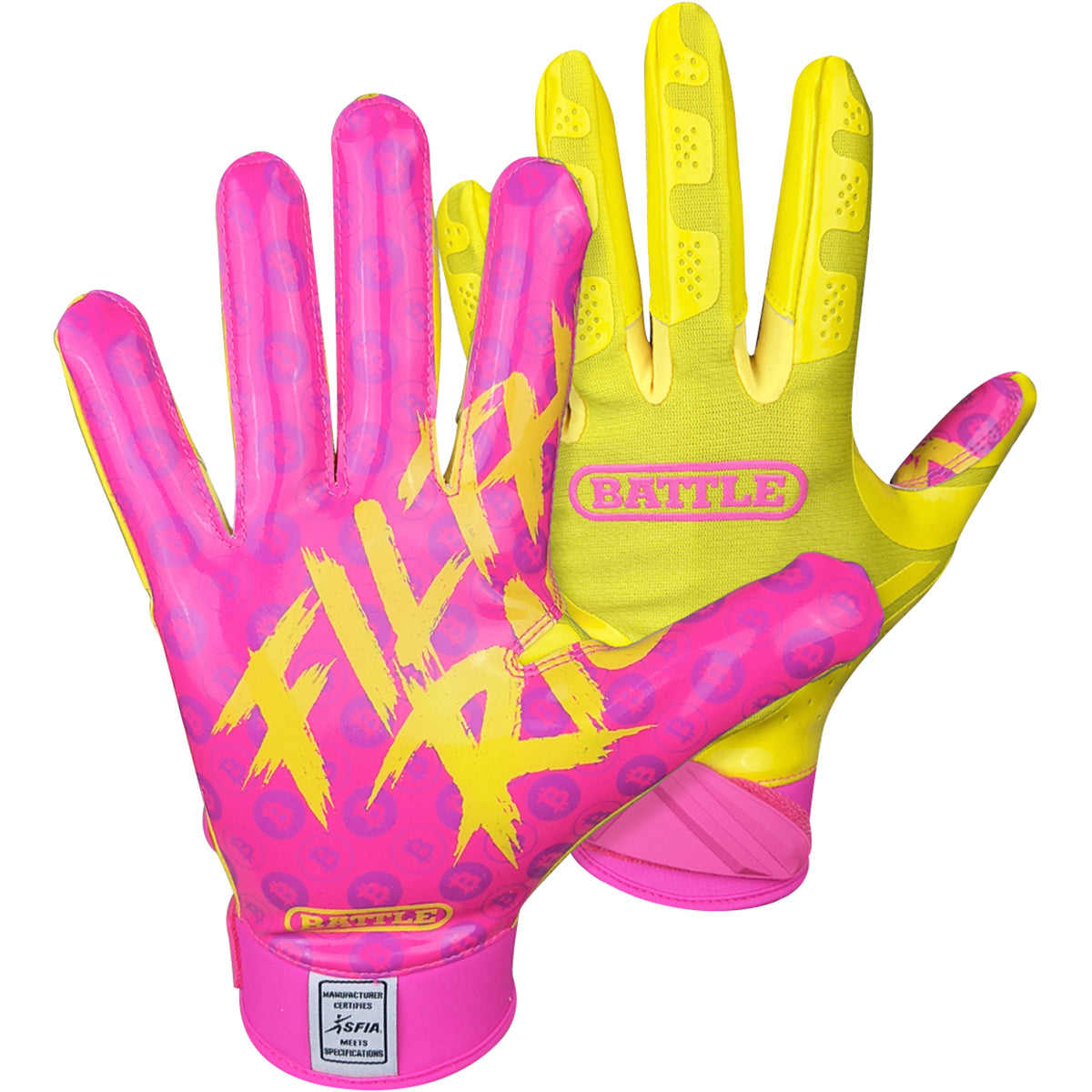 Battle Sports Adult Filthy Rich Football Receiver Gloves - Large - Lemonade