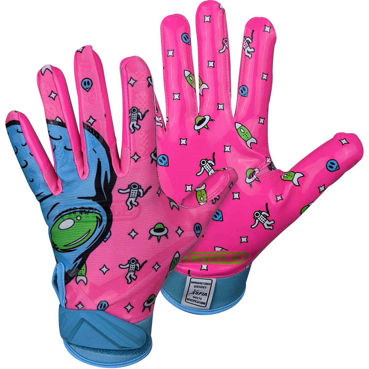 Battle Sports Youth Alien Cloaked Football Receiver Gloves - Pink Battle Sports