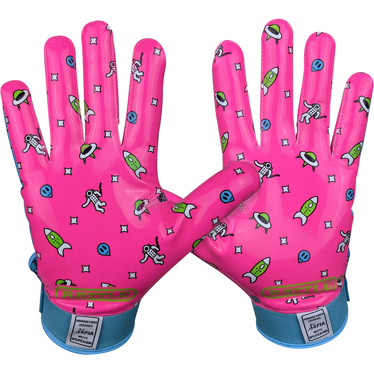 Battle Sports Youth Alien Cloaked Football Receiver Gloves - Pink Battle Sports