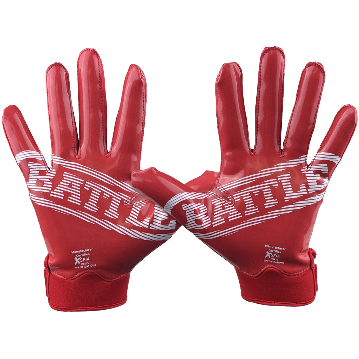 Battle Sports Doom 1.0 Youth Football Receiver Gloves - Red Battle Sports