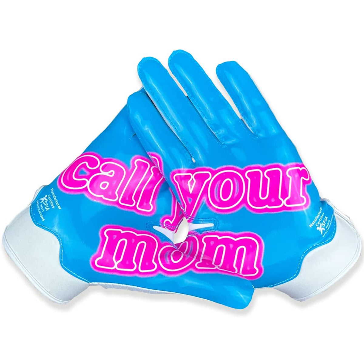Battle Sports Adult Call Your Mom Football Receiver Gloves - White Battle Sports