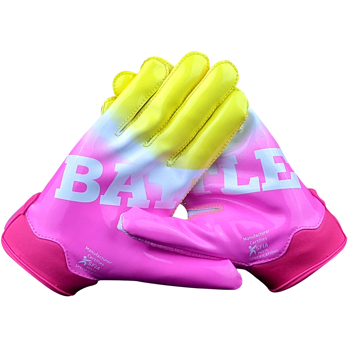 Battle Sports Youth Gradient Doom 1.0 Football Receiver Gloves- Lemonade Battle Sports