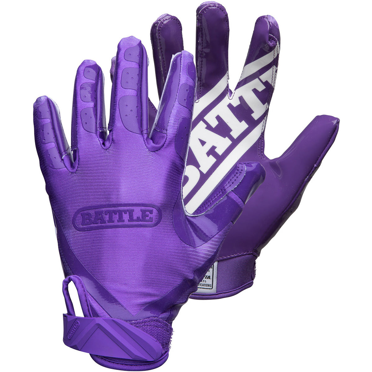 Battle Sports Adult DoubleThreat Football Gloves - Purple/Purple Battle Sports