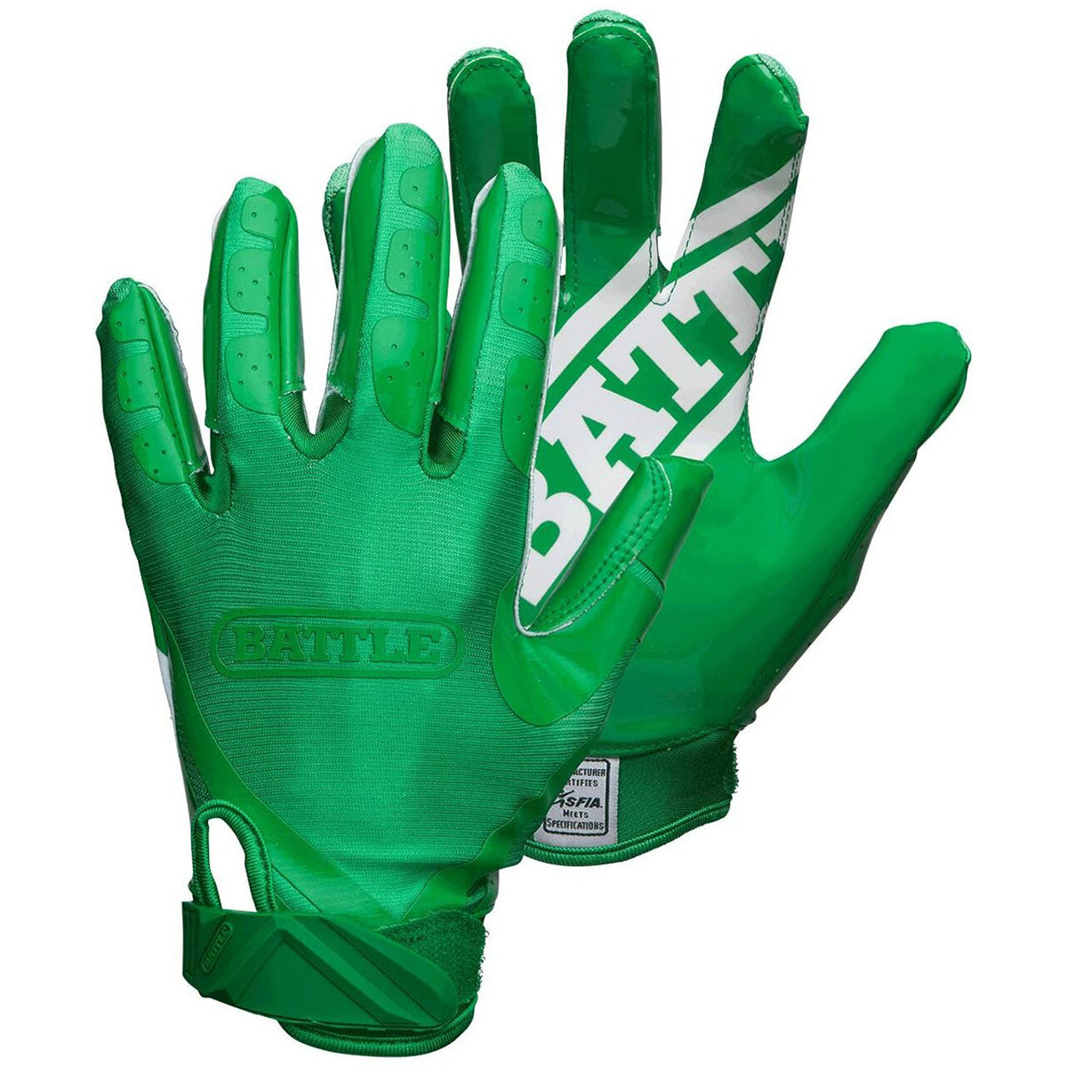 Battle Sports Youth DoubleThreat Football Gloves - Green/Green Battle Sports