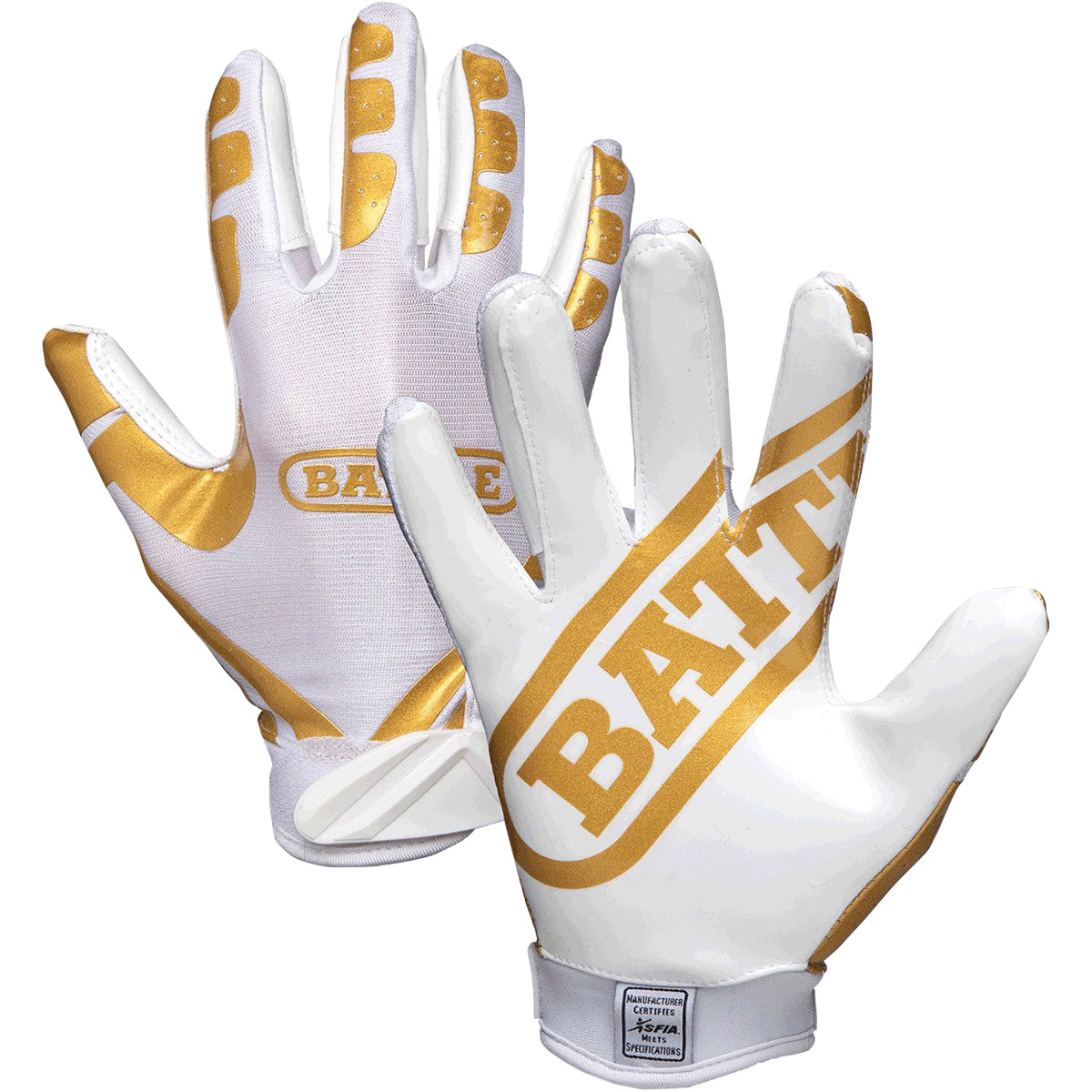 Battle Sports Receivers Ultra-Stick Football Gloves - Gold/White Battle Sports