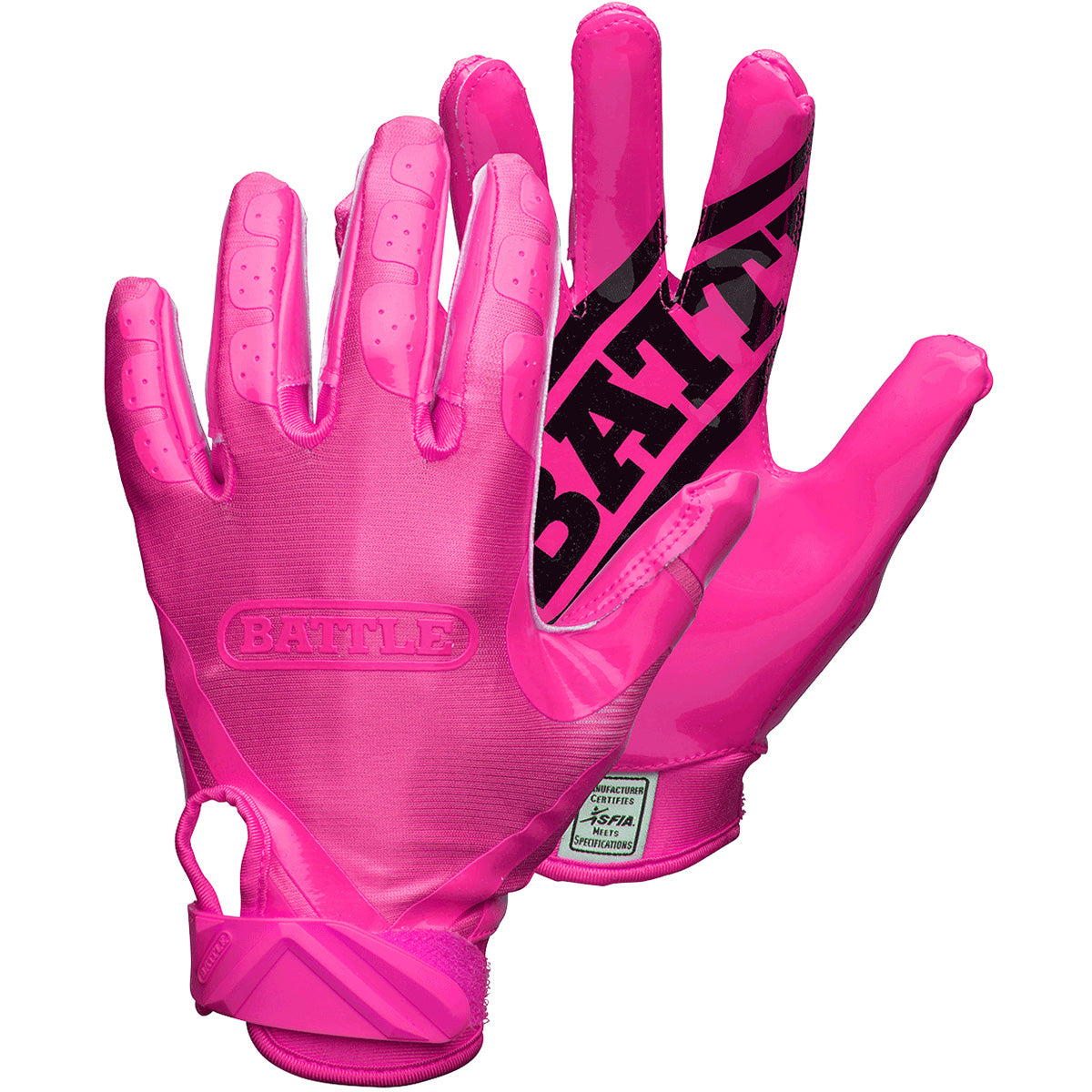 Battle Sports Youth DoubleThreat Football Gloves - Pink/Pink Battle Sports