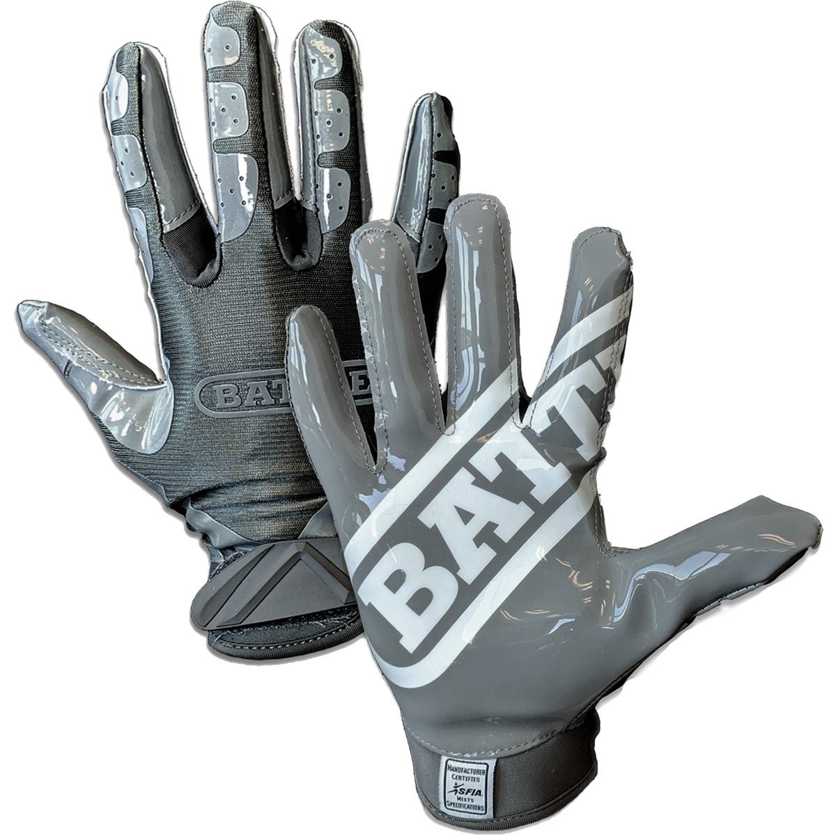 Battle Sports Adult DoubleThreat Football Gloves - Charcoal/Charcoal - Forza Sports