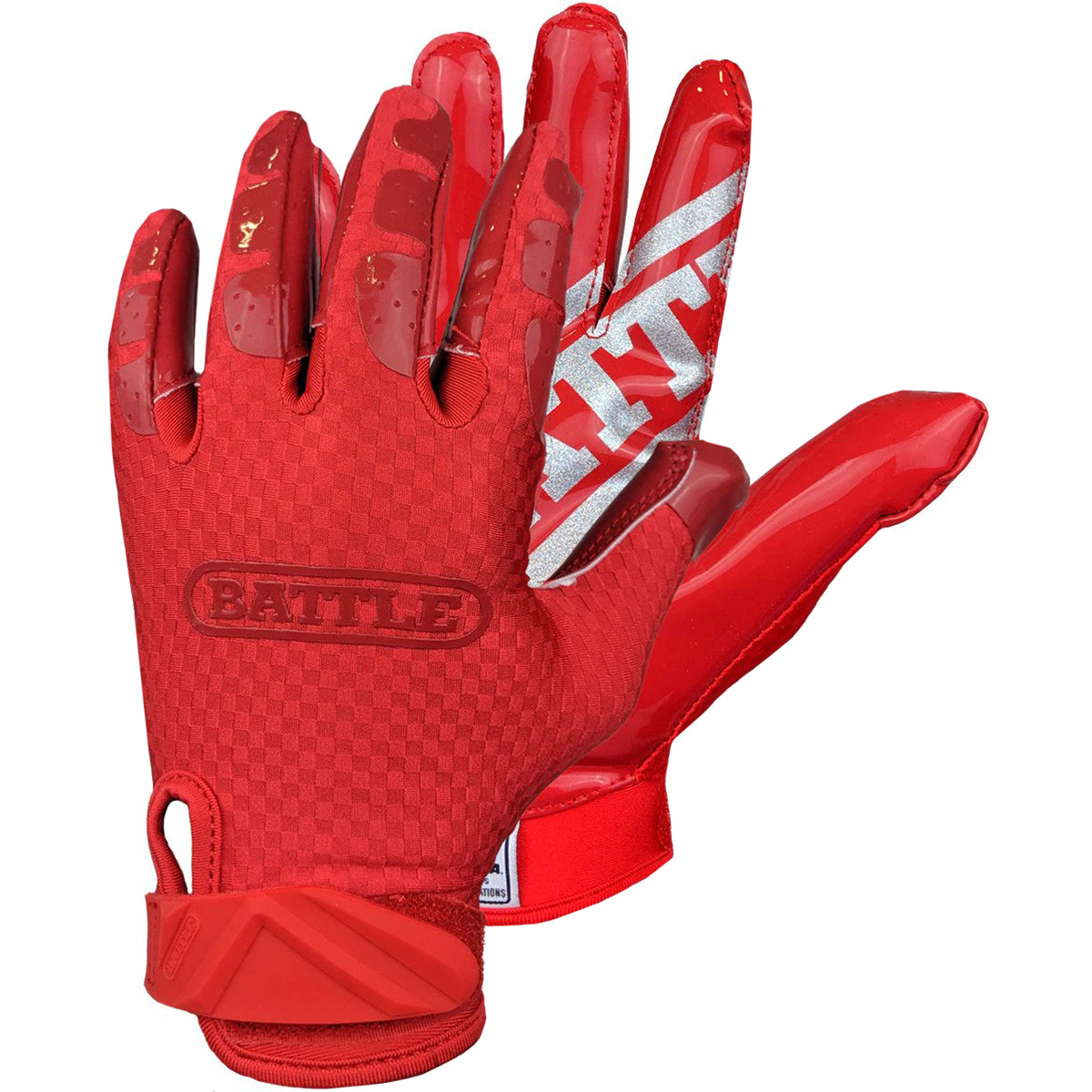 Battle Sports Triple Threat Adult Football Receiver Gloves - Red Battle Sports