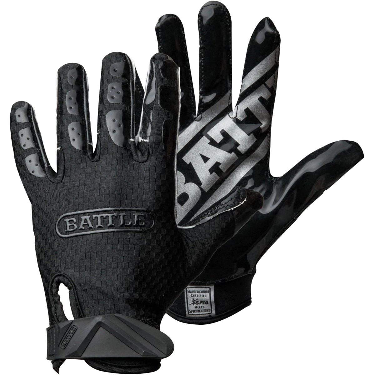 Battle Sports Youth TripleThreat UltraTack Football Gloves - Black Battle Sports