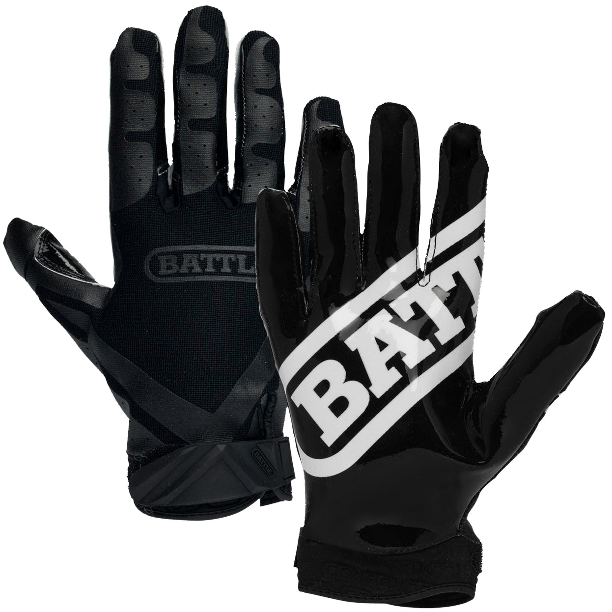 Battle Receivers Double Threat Football Gloves - Black/Black Battle Sports