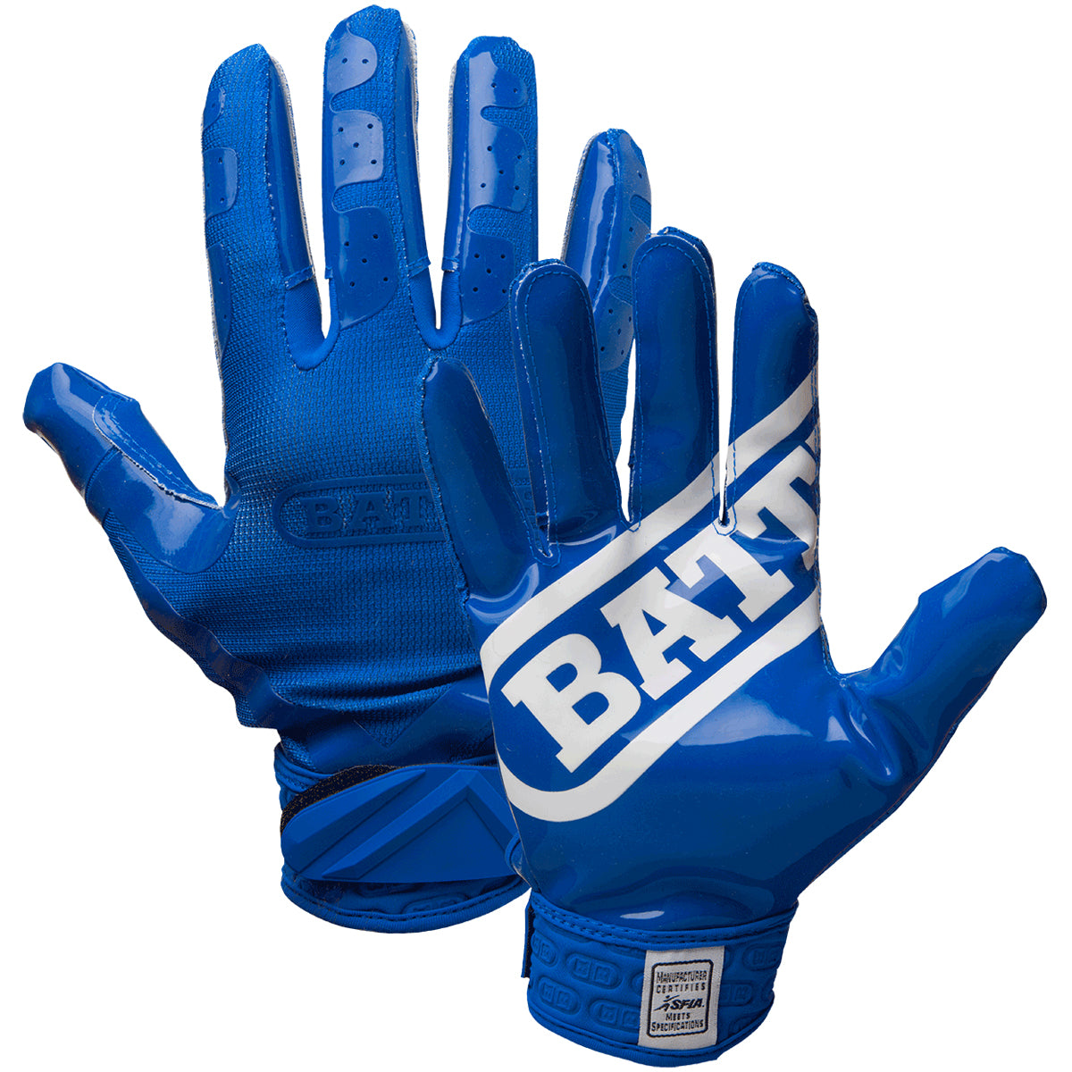 Battle Sports DoubleThreat UltraTack Football Gloves - Blue/Blue Battle Sports
