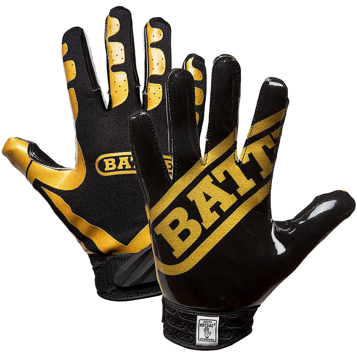 Battle Receivers Double Threat Football Gloves - Gold/Black Battle Sports