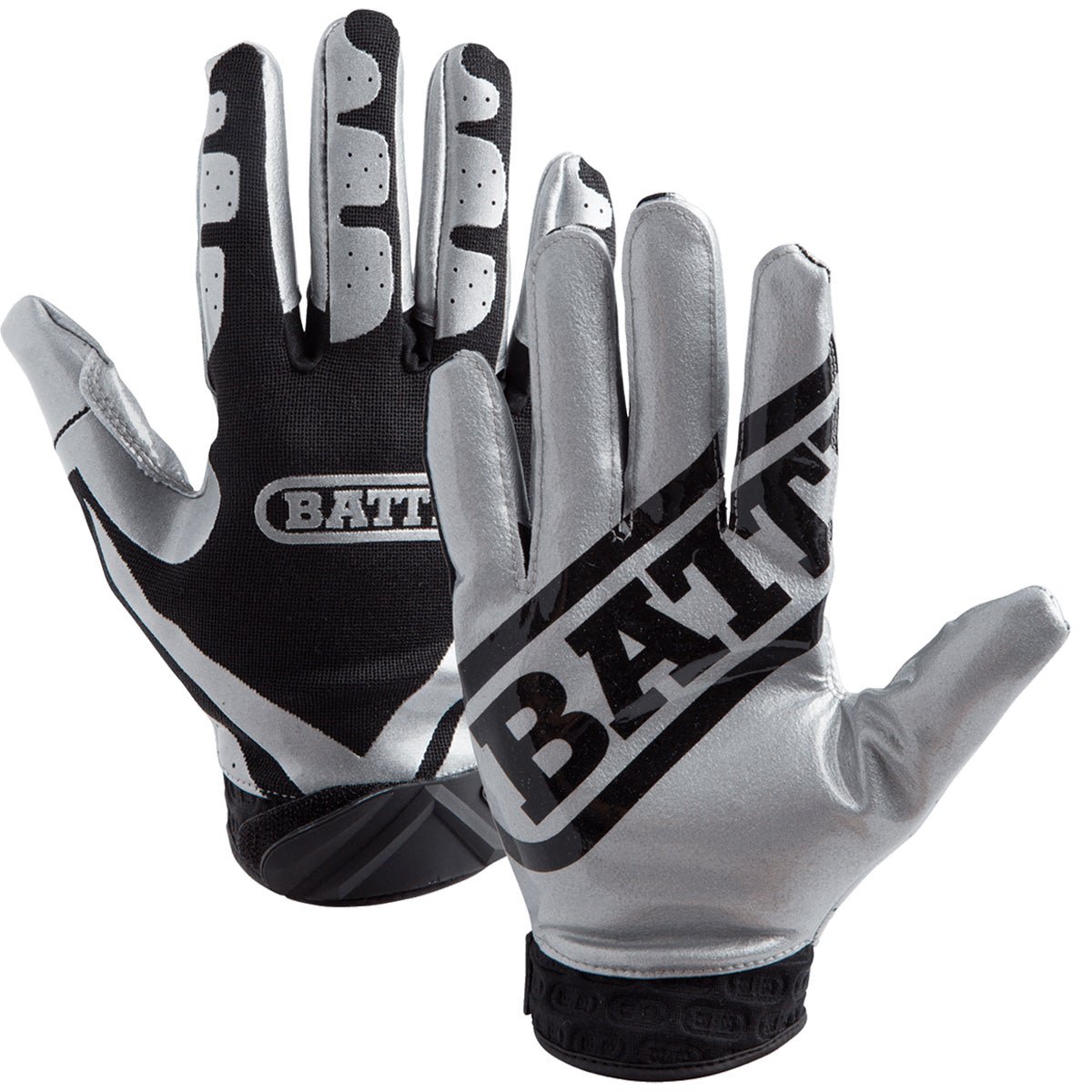 Battle Sports Receivers Ultra-Stick Football Gloves - Silver/Black - Forza Sports