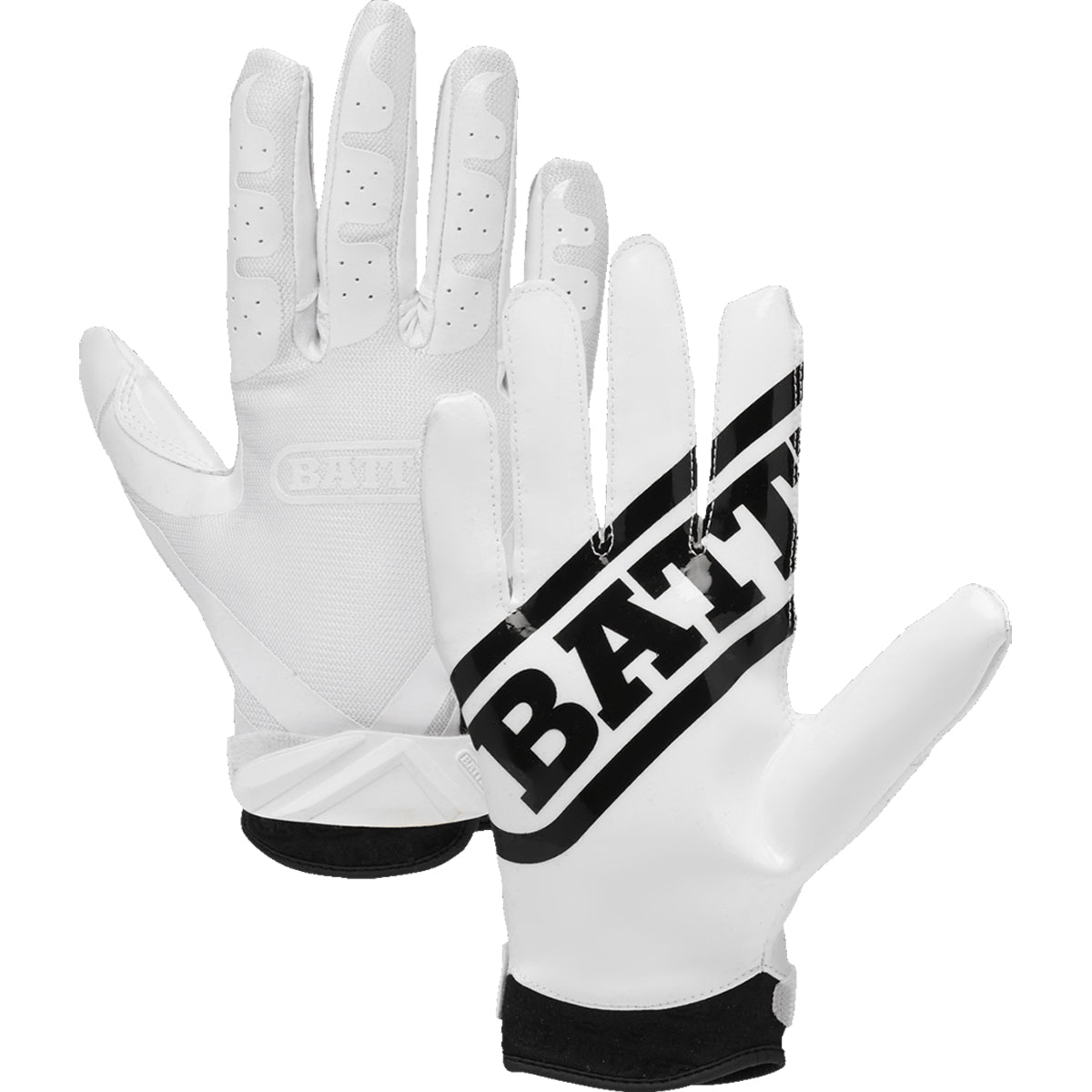 Battle Receivers Double Threat Football Gloves - White/White Battle Sports