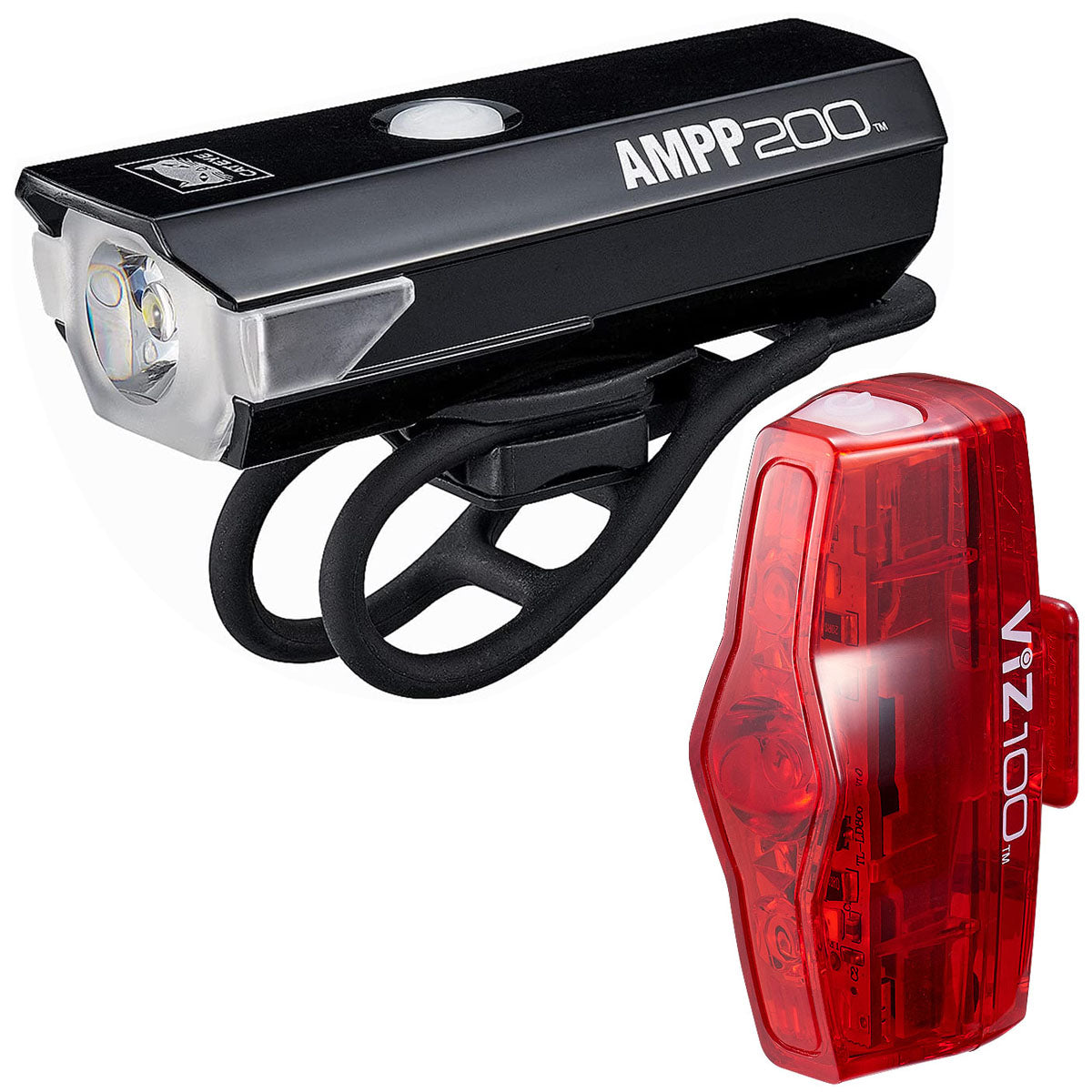 CatEye Headlight and Rear Light Combo Kit - AMPP200/ViZ100 Cateye