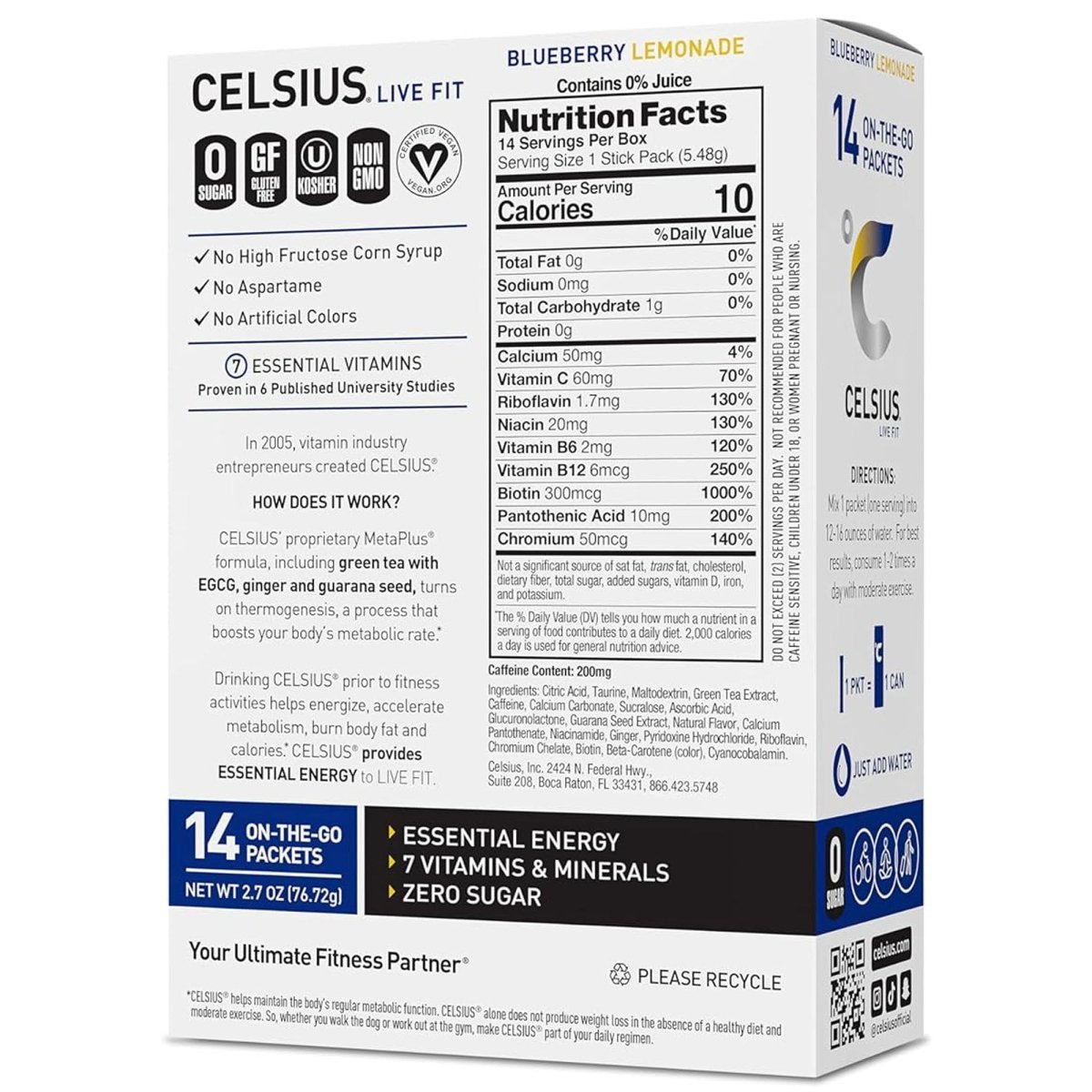 Celsius On - The - Go Zero Sugar Powder Stick Drink Mix 2 Pack - Forza Sports