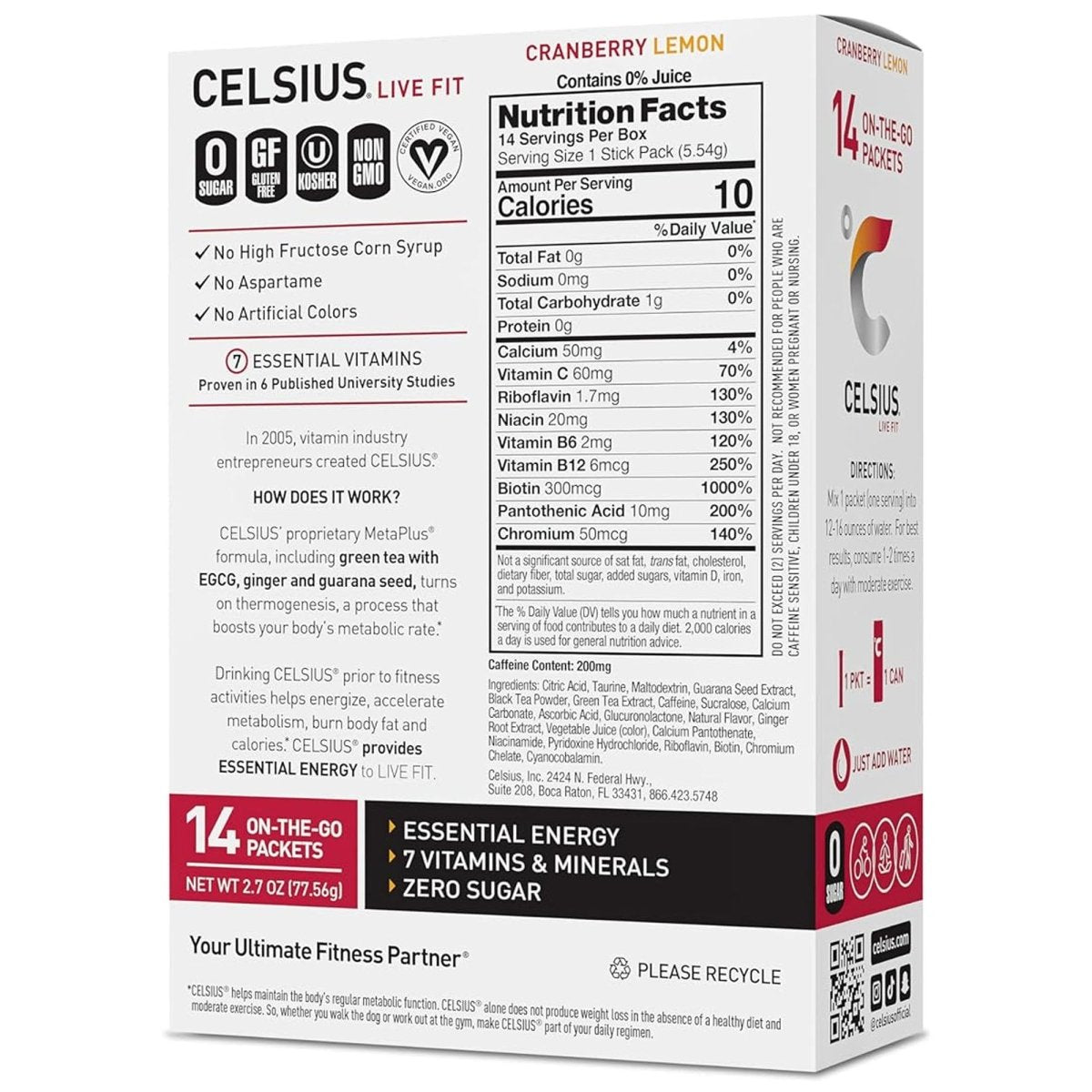 Celsius On - The - Go Zero Sugar Powder Stick Drink Mix 6 Pack - Forza Sports
