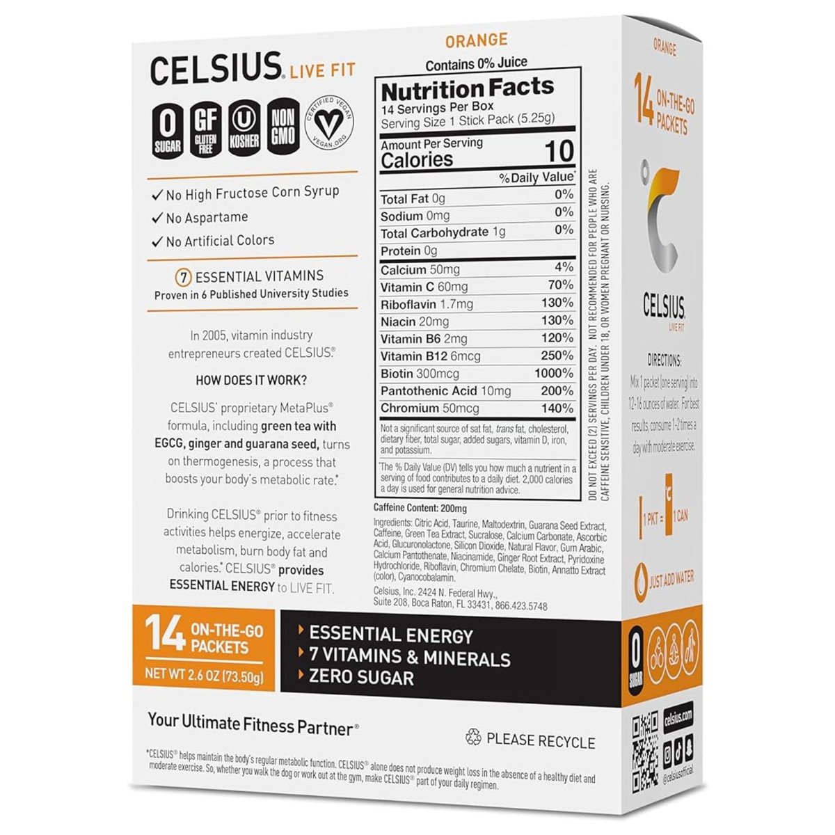 Celsius On - The - Go Zero Sugar Powder Stick Drink Mix 4 Pack - Forza Sports