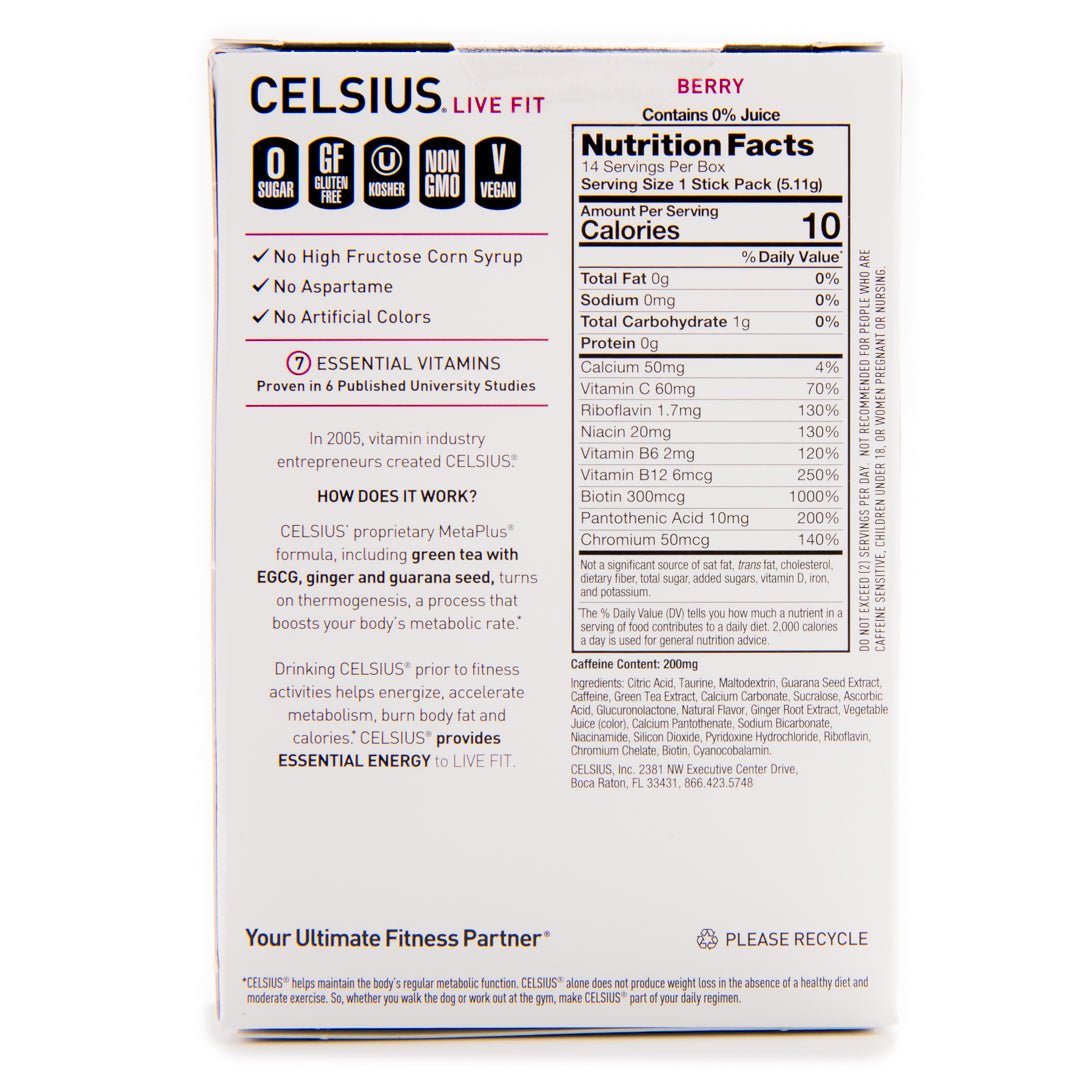 Celsius On - The - Go Zero Sugar Powder Stick Drink Mix 2 Pack - Forza Sports