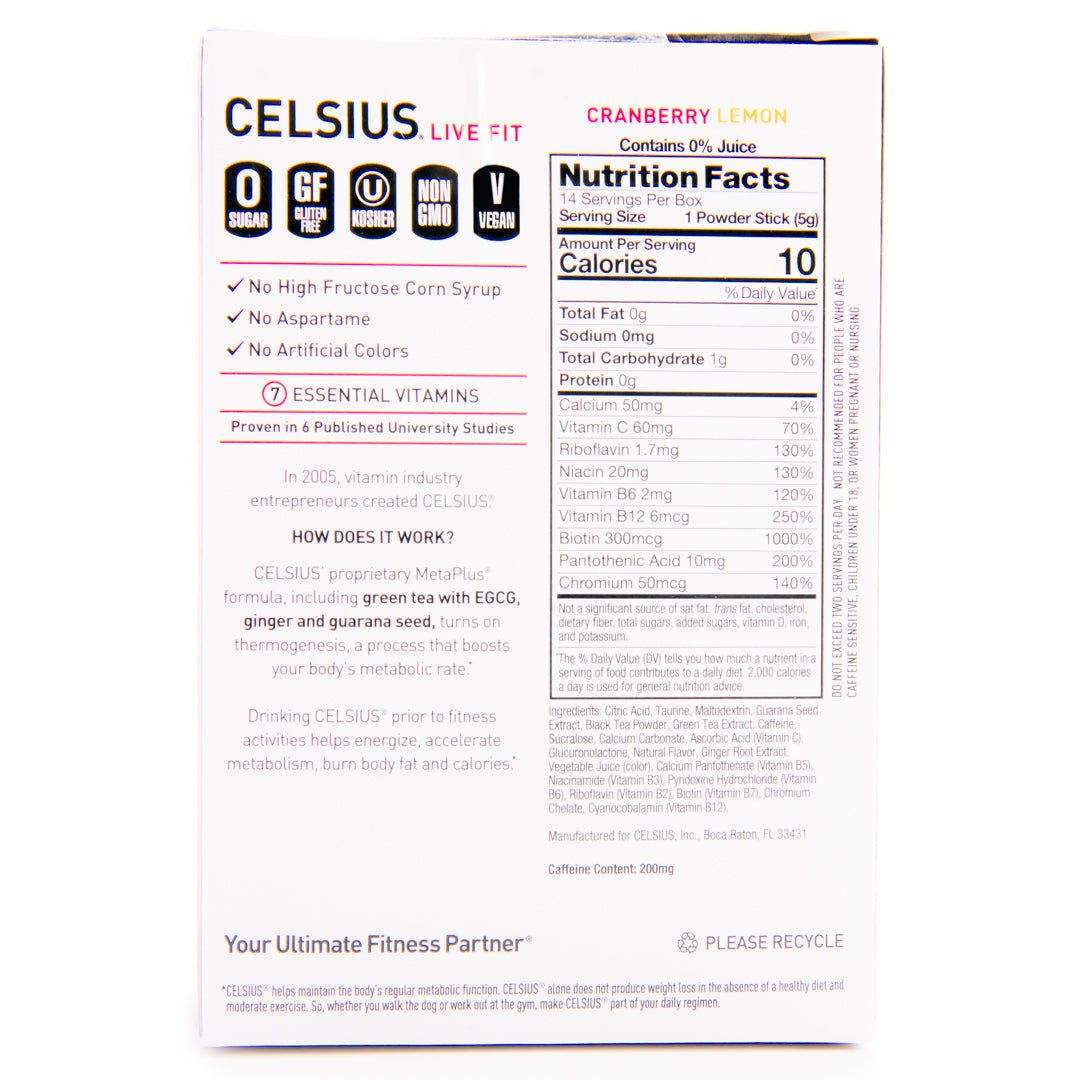 Celsius On - The - Go Zero Sugar Powder Stick Drink Mix 6 Pack - Forza Sports