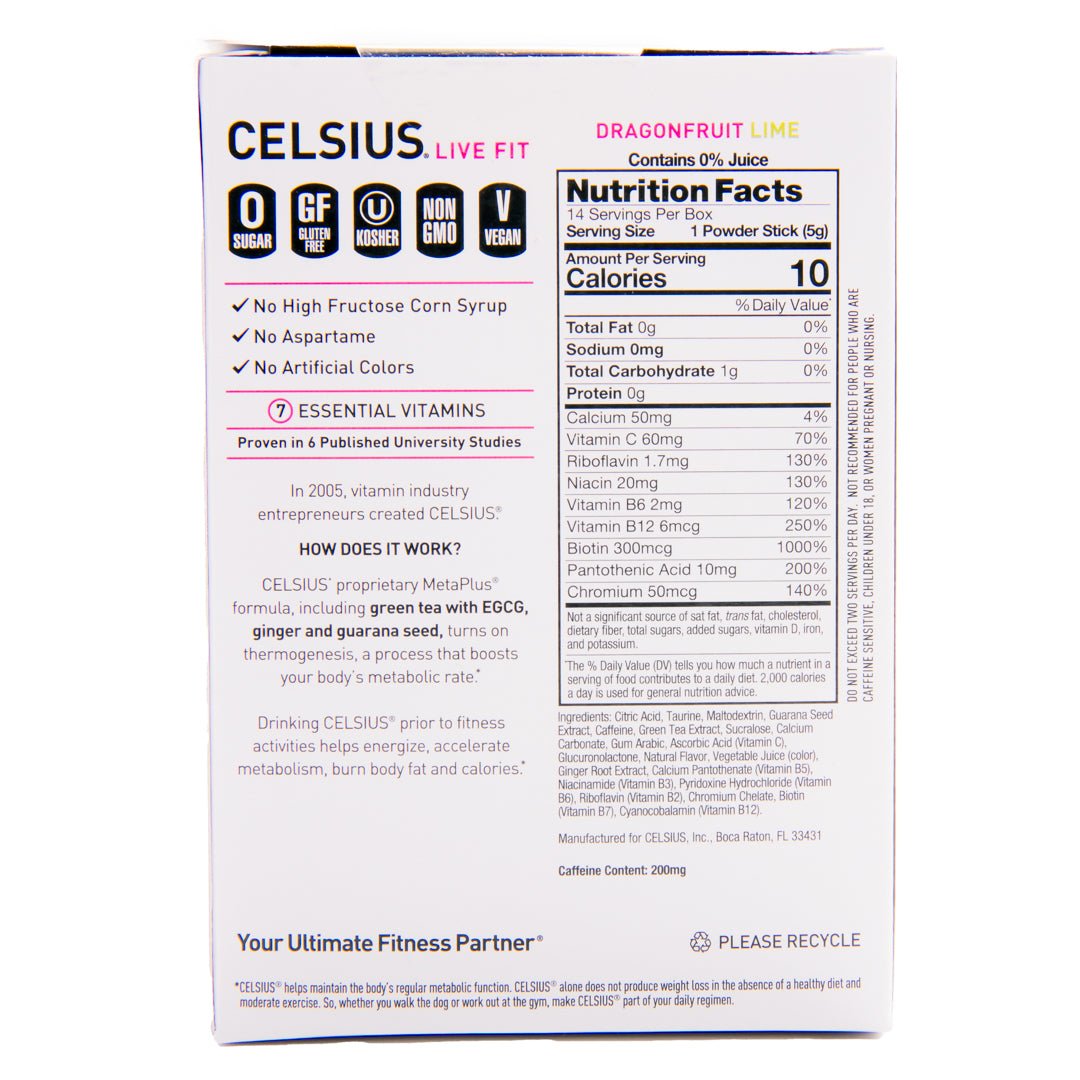 Celsius On - The - Go Zero Sugar Powder Stick Drink Mix 4 Pack - Forza Sports
