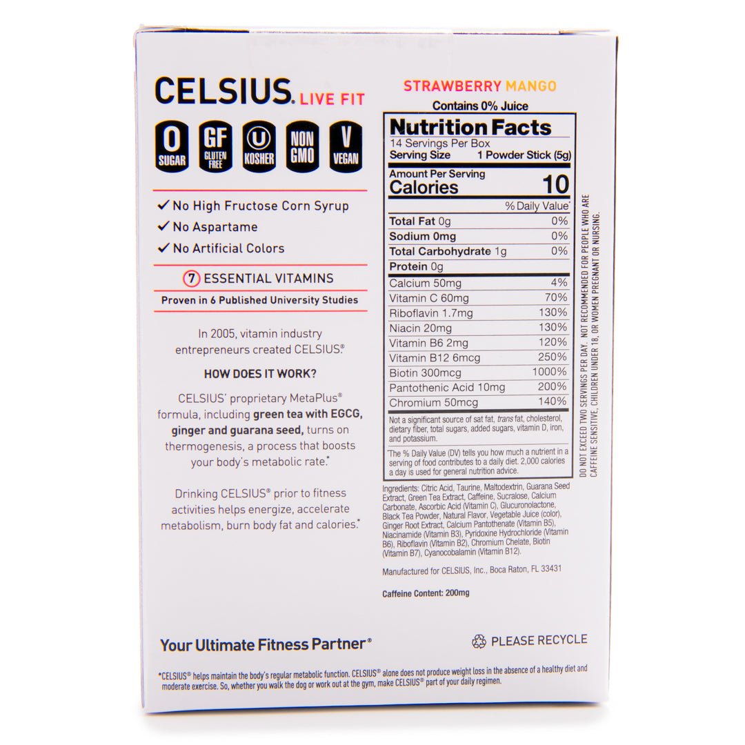 Celsius On - The - Go Zero Sugar Powder Stick Drink Mix 4 Pack - Forza Sports