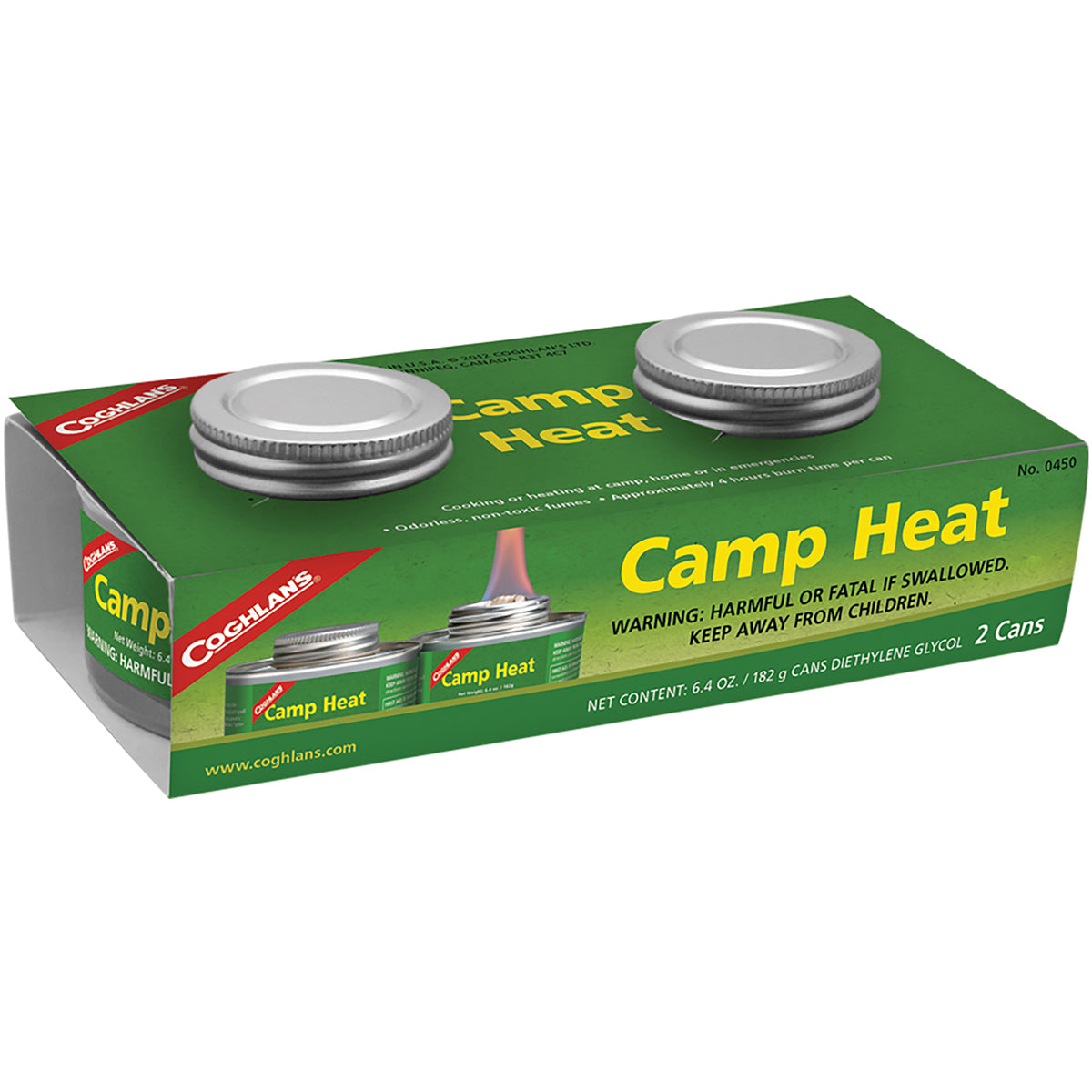 Coghlan's Camp Heat Emergency Cooking Fuel Can (6 Pack), Recloseable 4-6 hr Burn Coghlan's