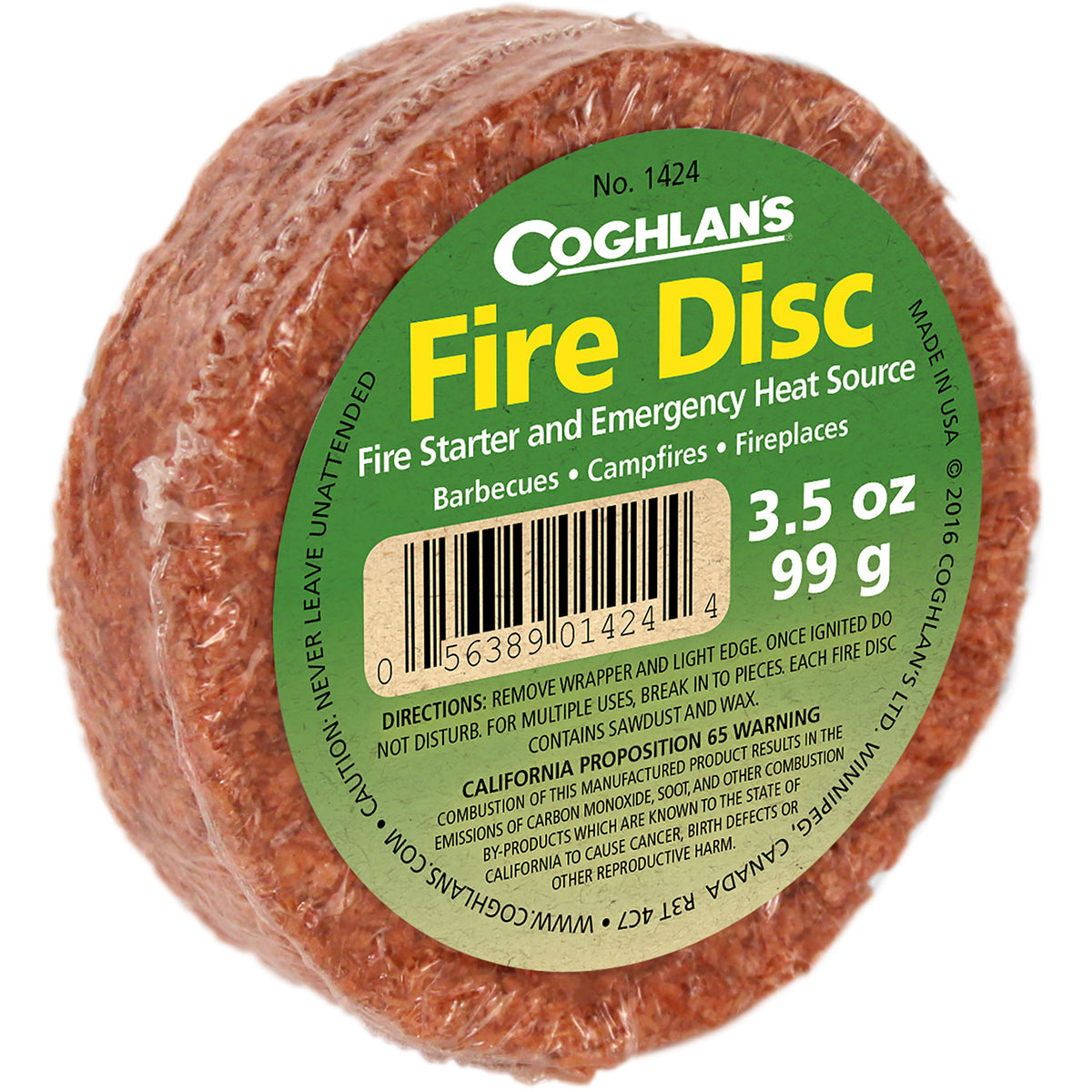 Coghlan's Fire Disc, Fire Starter and Emergency Heat Source, Campfire Fireplace Coghlan's