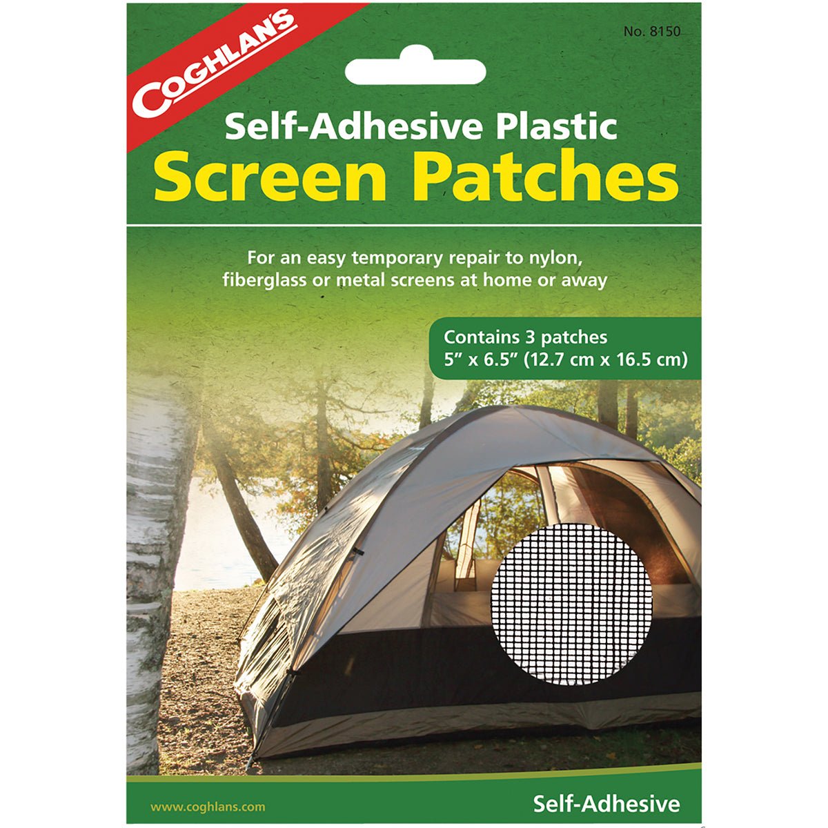 Coghlan's Self-Adhesive Plastic Screen Patches (3 Pack), 5" x 6.5", Repair Kit - Forza Sports