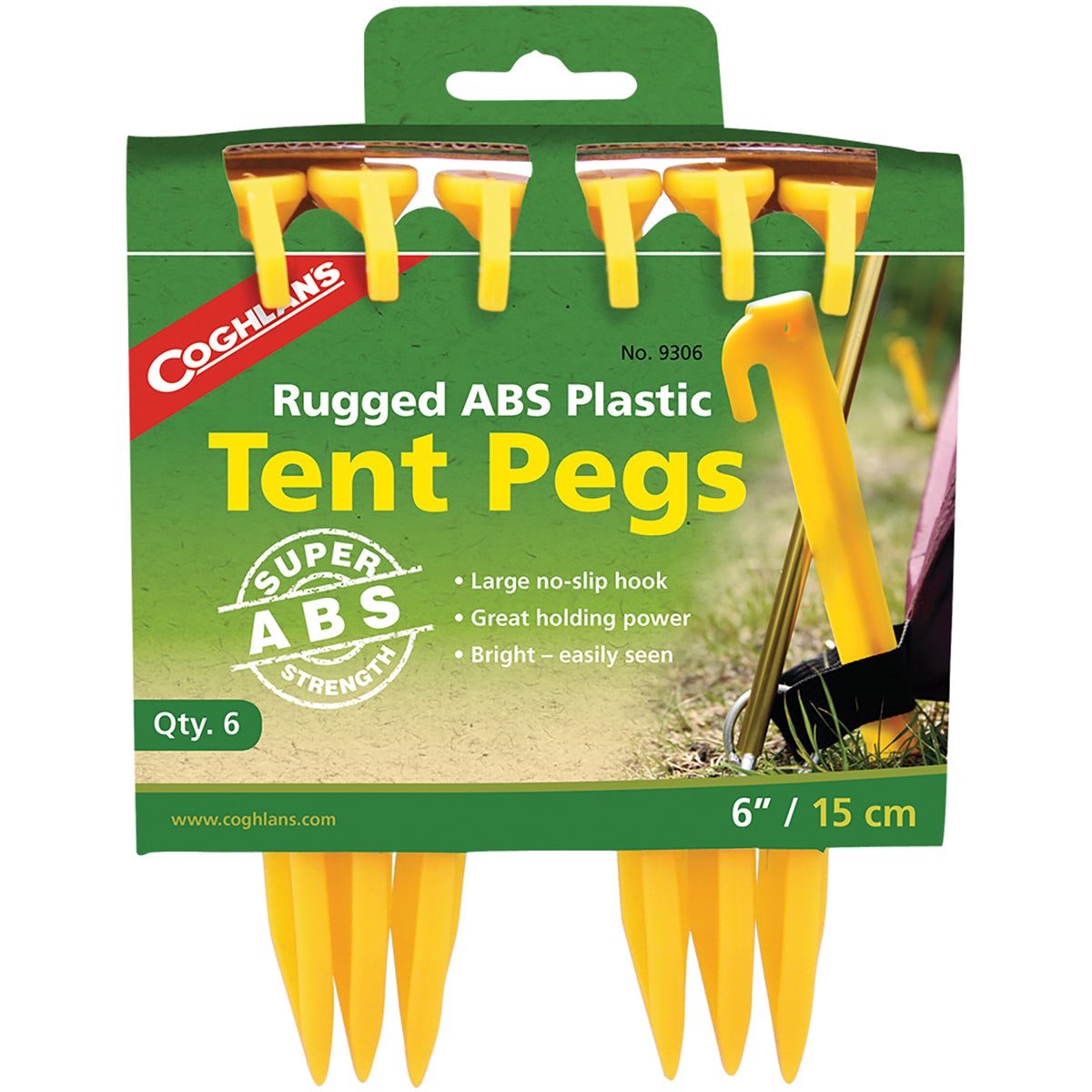 Coghlan's Rugged ABS Plastic 6" Tent Pegs (6 Pack), Survival Camping Stakes Coghlan's