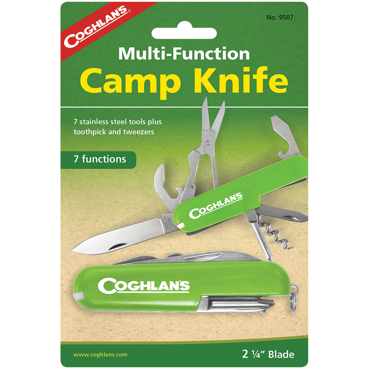 Coghlan's Multi-Function Camp Knife, 7 Functions, Army Camping Swiss Style Coghlan's