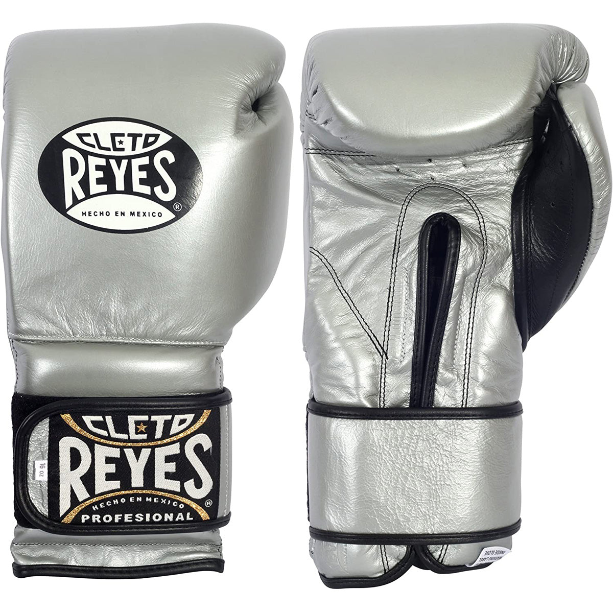 Cleto Reyes Hook and Loop Leather Training Boxing Gloves - Silver Cleto Reyes