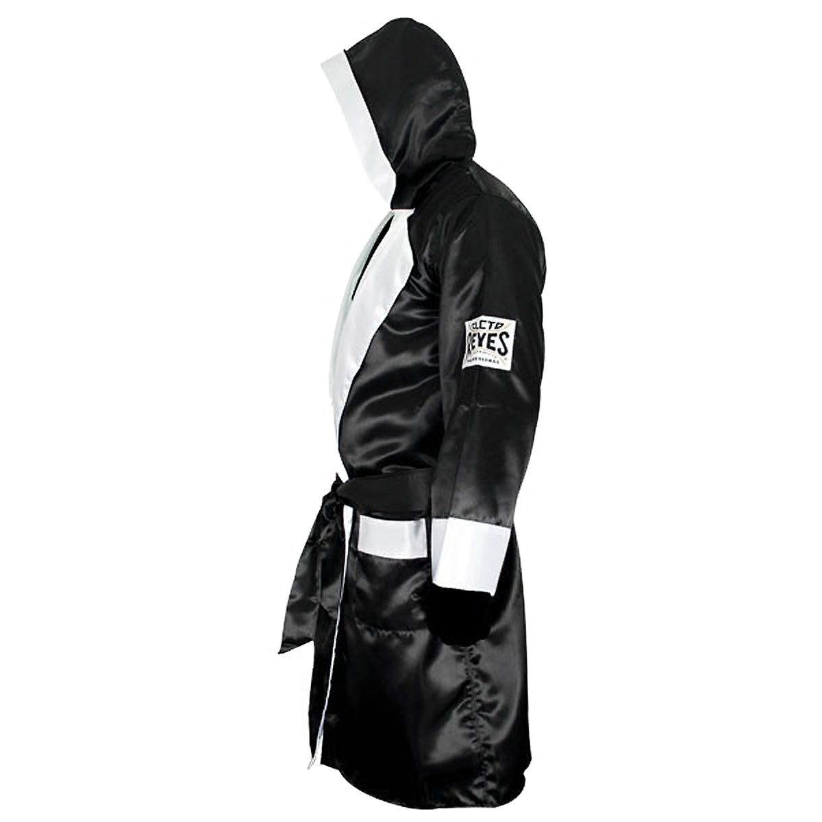 Cleto Reyes Satin Boxing Robe with Hood - Black/White Cleto Reyes
