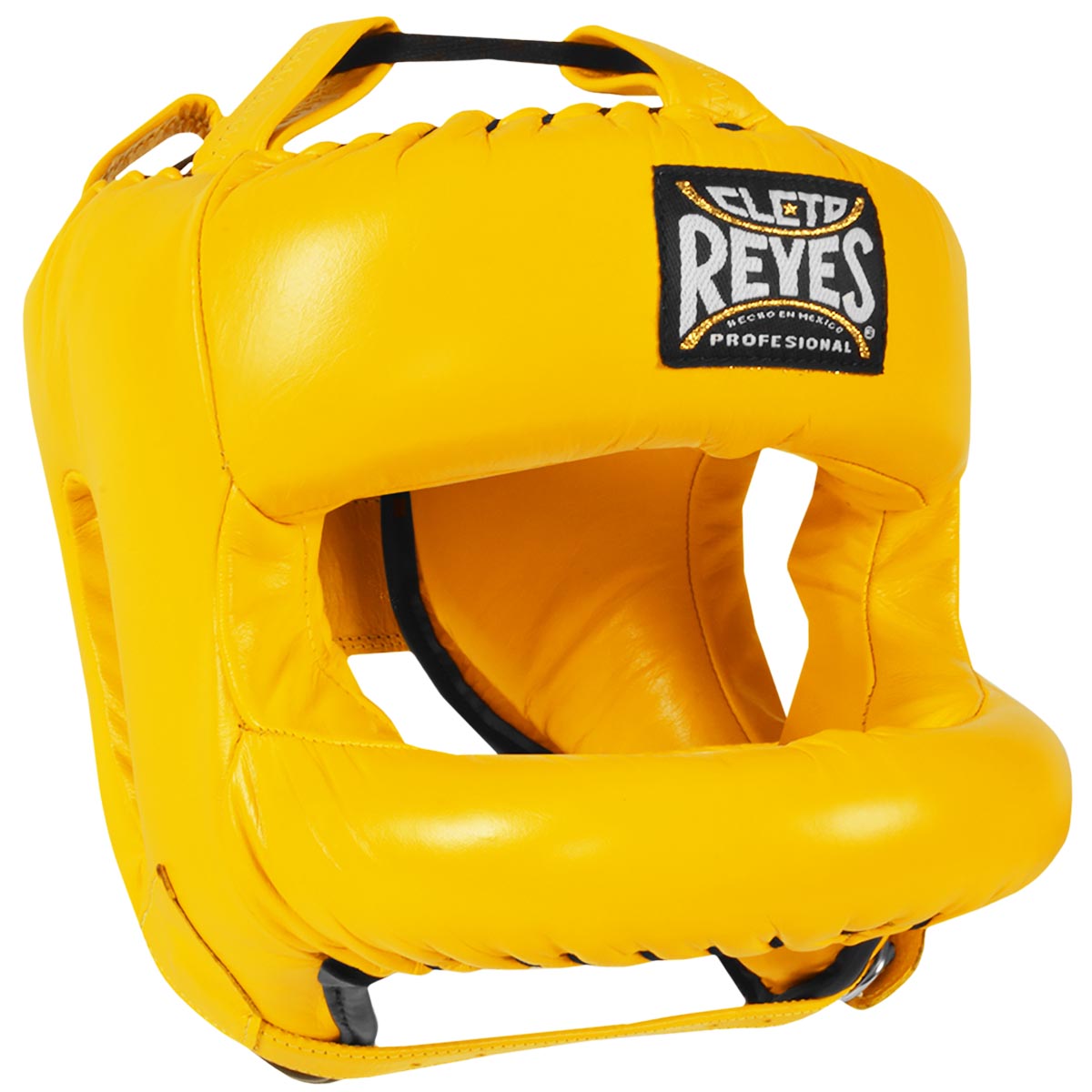Cleto Reyes Redesigned Leather Boxing Headgear with Nylon Face Bar - Yellow Cleto Reyes