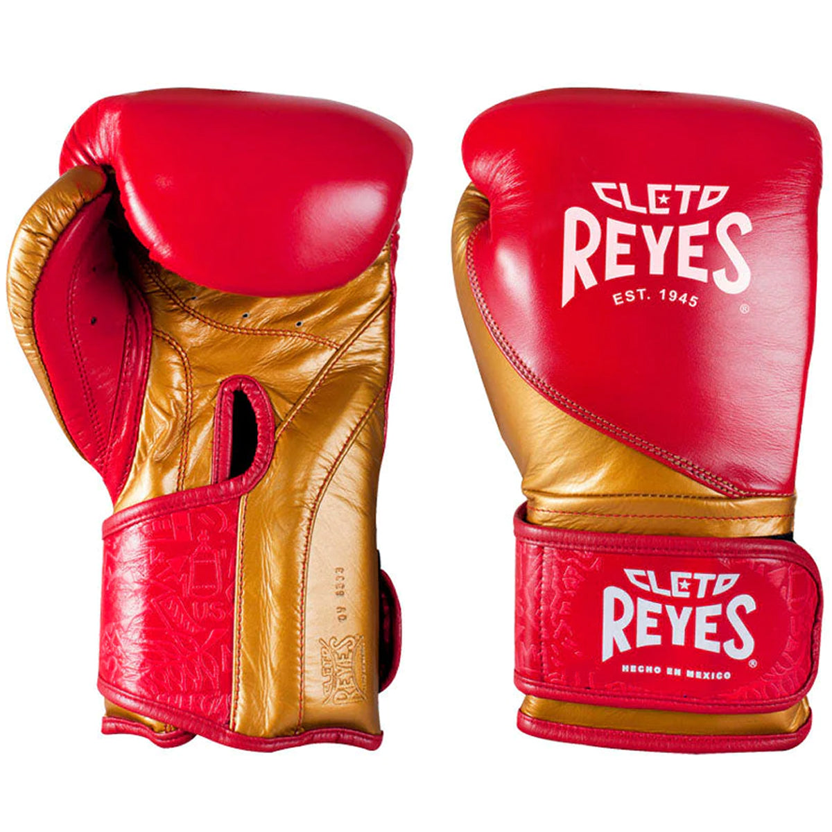 Cleto Reyes High Precision Hook and Loop Training Boxing Gloves - Red/Solid Gold Cleto Reyes